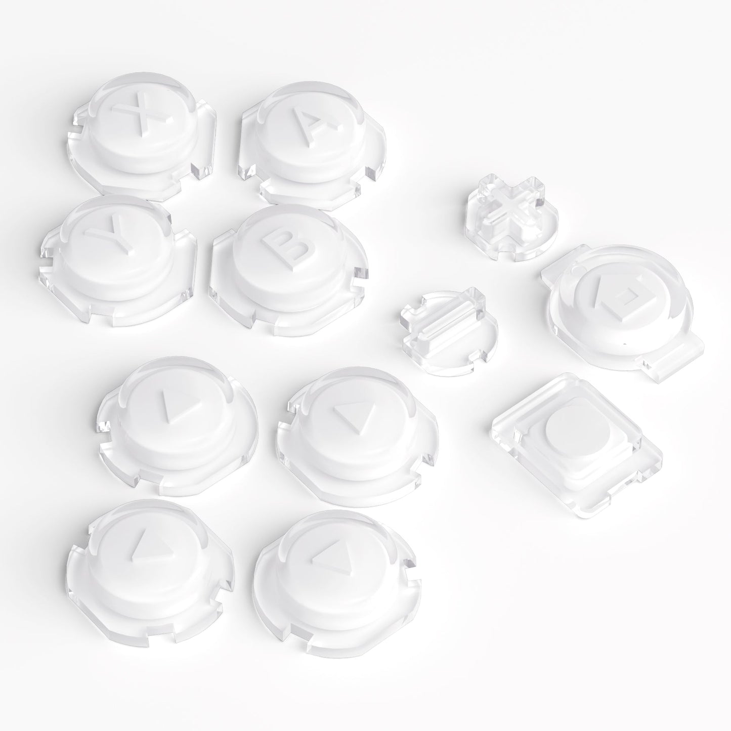eXtremeRate Retail Replacement Controller ABXY Direction Home Capture + - Jelly Buttons, Two-Tone Pale White & Clear with Symbols Action Face Keys for Nintendo Switch & Switch OLED Joy-con - JoyCon NOT Included - AJ7001