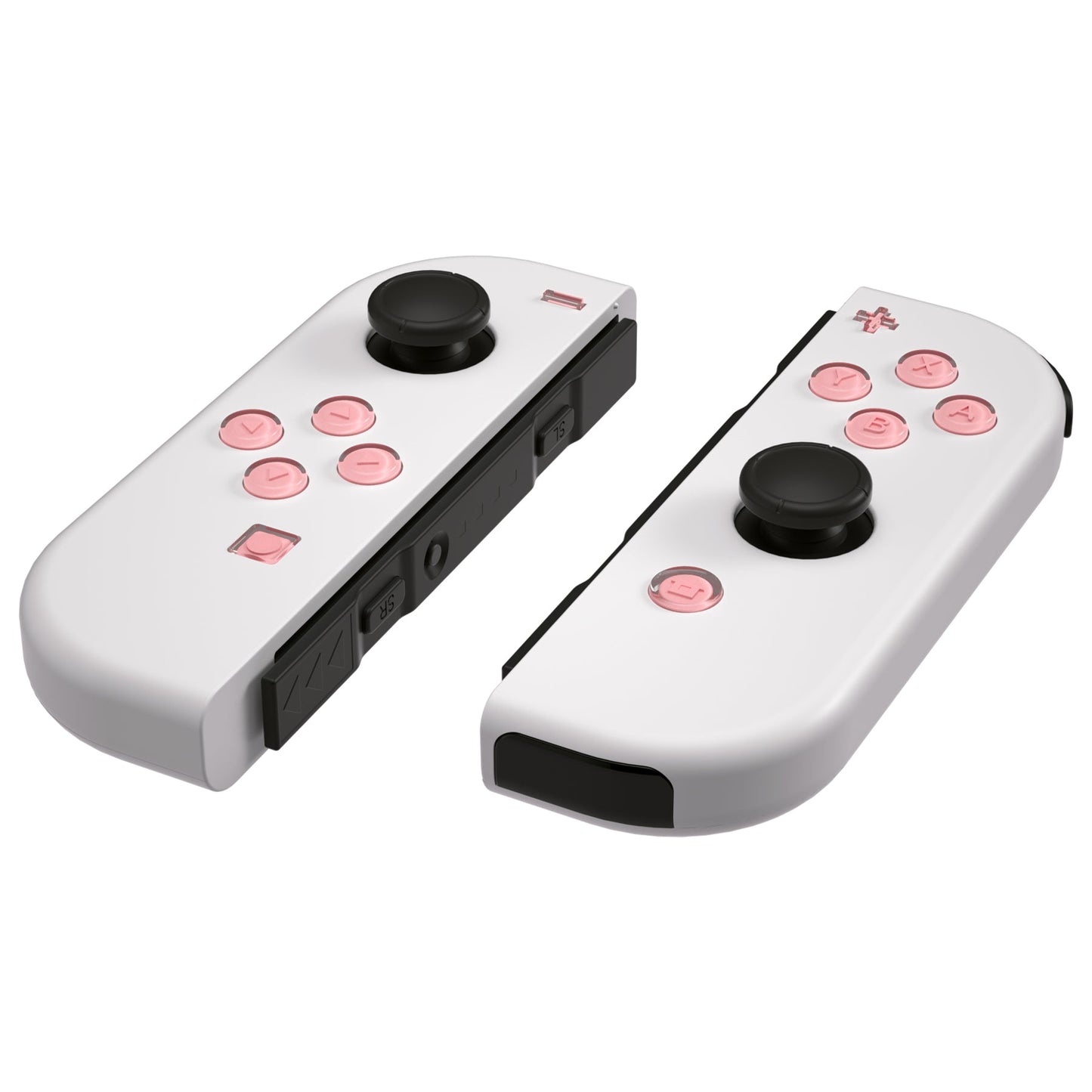eXtremeRate Retail Replacement Controller ABXY Direction Home Capture + - Jelly Buttons, Two-Tone Pale Red & Clear with Symbols Action Face Keys for Nintendo Switch & Switch OLED Joy-con - JoyCon NOT Included - AJ7002