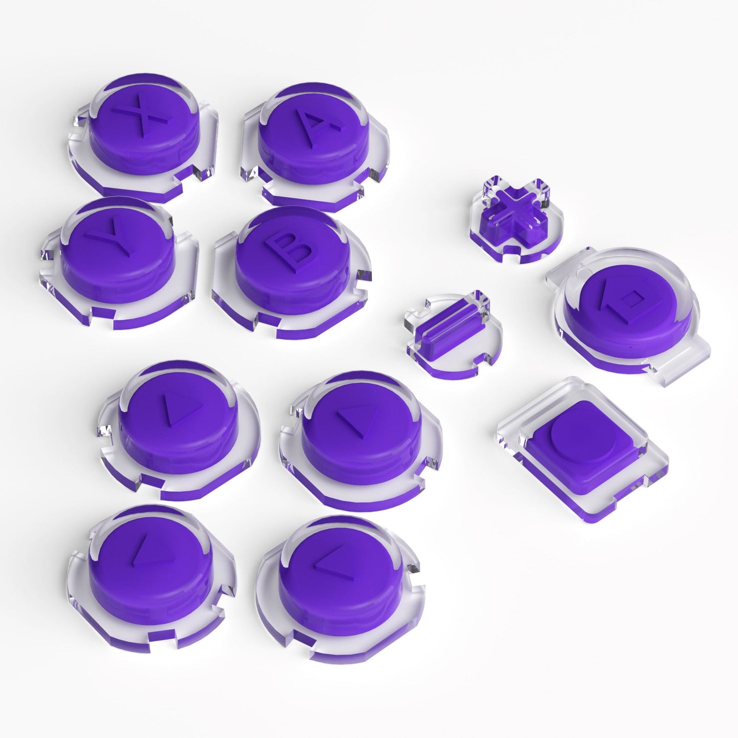 eXtremeRate Retail Replacement Controller ABXY Direction Home Capture + - Jelly Buttons, Two-Tone Pale Purple & Clear with Symbols Action Face Keys for Nintendo Switch & Switch OLED Joy-con - JoyCon NOT Included - AJ7003