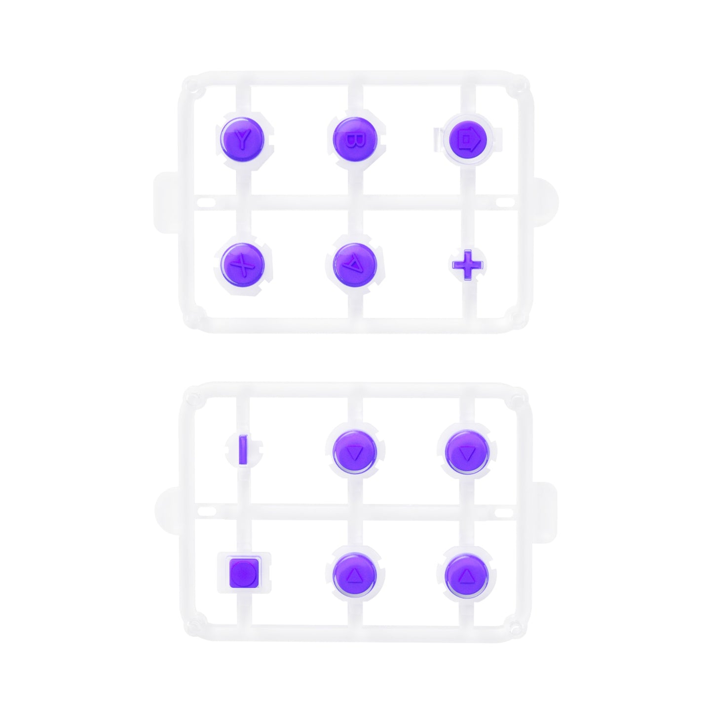 eXtremeRate Retail Replacement Controller ABXY Direction Home Capture + - Jelly Buttons, Two-Tone Pale Purple & Clear with Symbols Action Face Keys for Nintendo Switch & Switch OLED Joy-con - JoyCon NOT Included - AJ7003