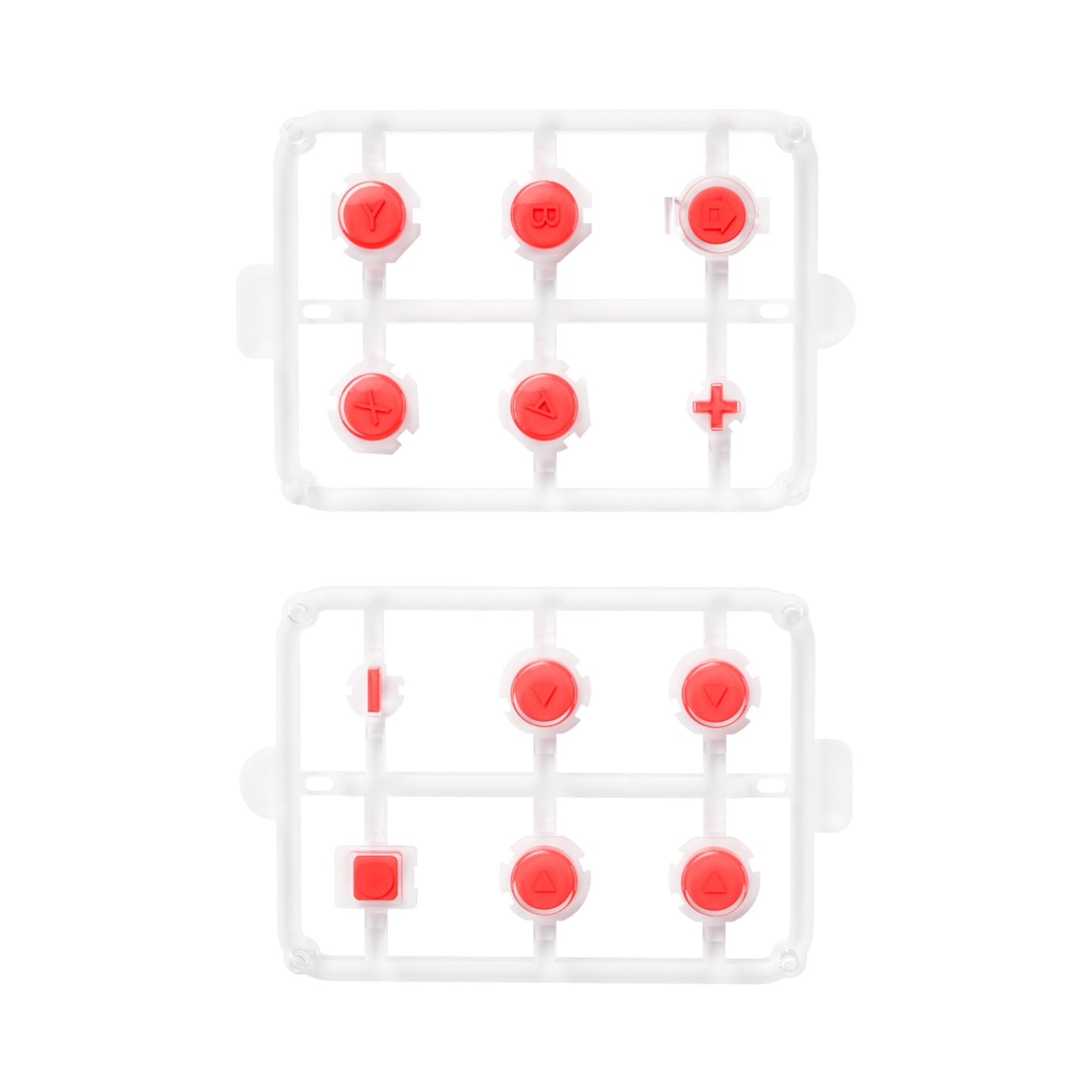 eXtremeRate Retail Replacement Controller ABXY Direction Home Capture + - Jelly Buttons, Two-Tone Pale New Hope Red & Clear with Symbols Action Face Keys for Nintendo Switch & Switch OLED Joy-con - JoyCon NOT Included - AJ7007