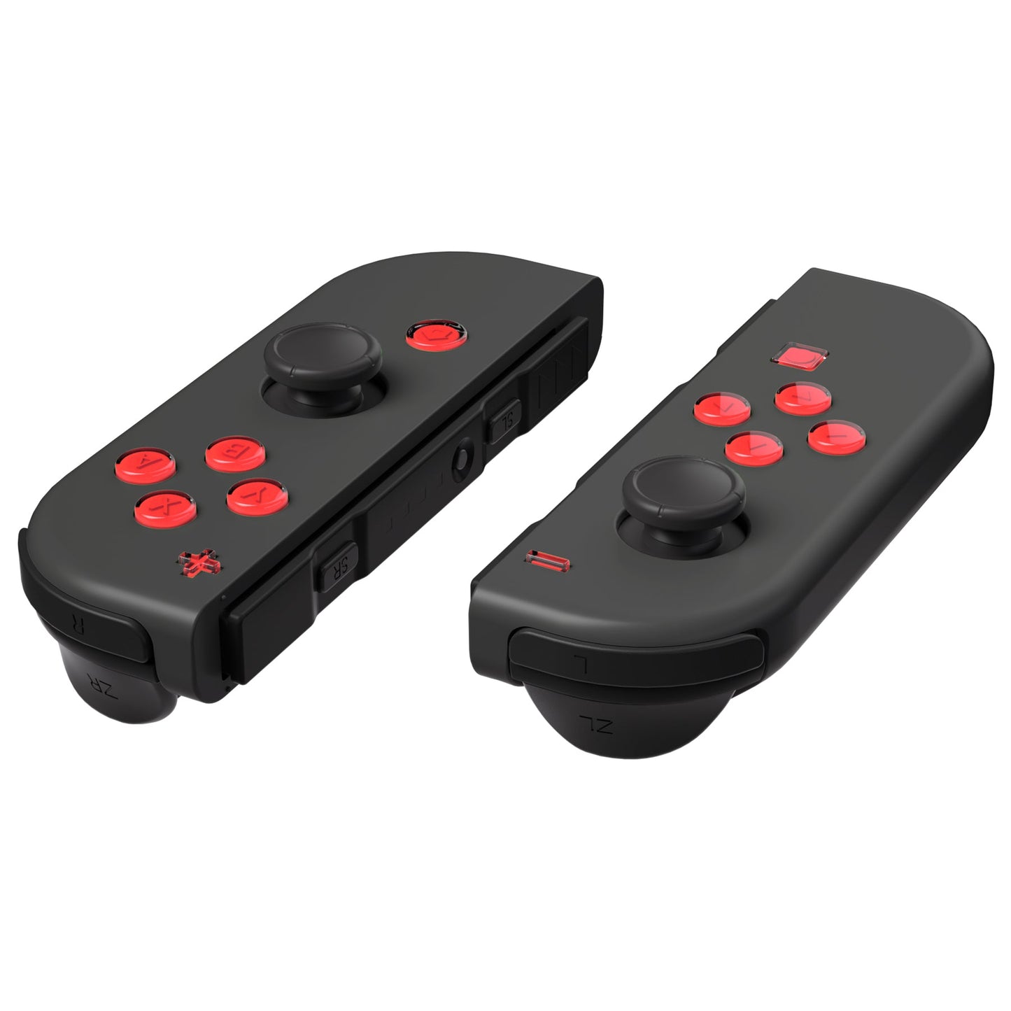 eXtremeRate Retail Replacement Controller ABXY Direction Home Capture + - Jelly Buttons, Two-Tone Pale New Hope Red & Clear with Symbols Action Face Keys for Nintendo Switch & Switch OLED Joy-con - JoyCon NOT Included - AJ7007