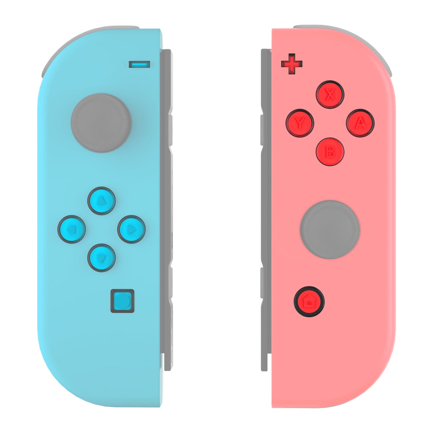 eXtremeRate Retail Replacement Controller ABXY Direction Home Capture + - Jelly Buttons, Two-Tone Pale New Hope Blue & Red & Clear with Symbols Action Face Keys for Nintendo Switch & Switch OLED Joy-con - JoyCon NOT Included - AJ7010