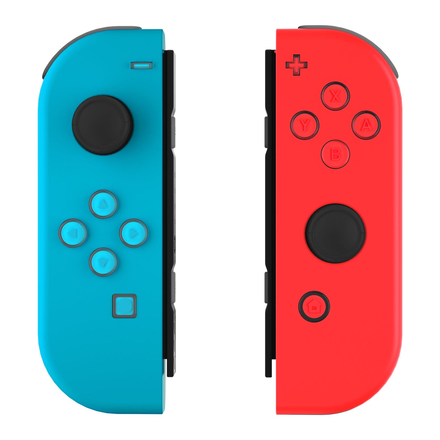 eXtremeRate Retail Replacement Controller ABXY Direction Home Capture + - Jelly Buttons, Two-Tone Pale New Hope Blue & Red & Clear with Symbols Action Face Keys for Nintendo Switch & Switch OLED Joy-con - JoyCon NOT Included - AJ7010