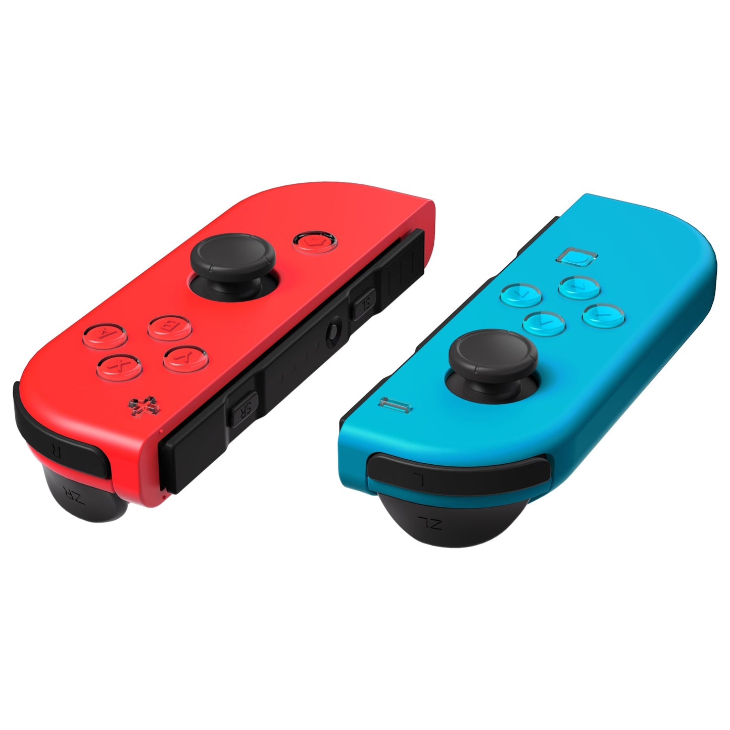 eXtremeRate Retail Replacement Controller ABXY Direction Home Capture + - Jelly Buttons, Two-Tone Pale New Hope Blue & Red & Clear with Symbols Action Face Keys for Nintendo Switch & Switch OLED Joy-con - JoyCon NOT Included - AJ7010
