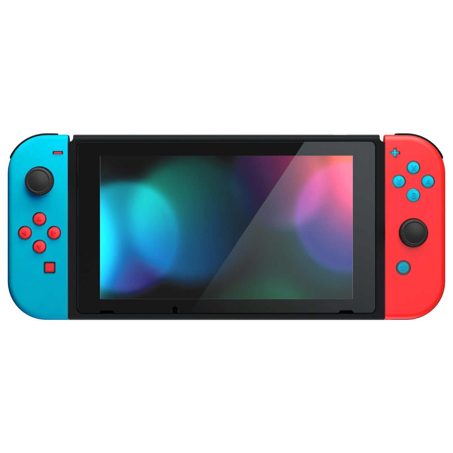 eXtremeRate Retail Replacement Controller ABXY Direction Home Capture + - Jelly Buttons, Two-Tone Pale New Hope Red & Blue & Clear with Symbols Action Face Keys for Nintendo Switch & Switch OLED Joy-con - JoyCon NOT Included - AJ7011
