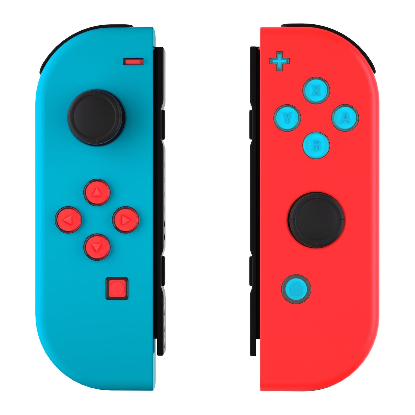 eXtremeRate Retail Replacement Controller ABXY Direction Home Capture + - Jelly Buttons, Two-Tone Pale New Hope Red & Blue & Clear with Symbols Action Face Keys for Nintendo Switch & Switch OLED Joy-con - JoyCon NOT Included - AJ7011