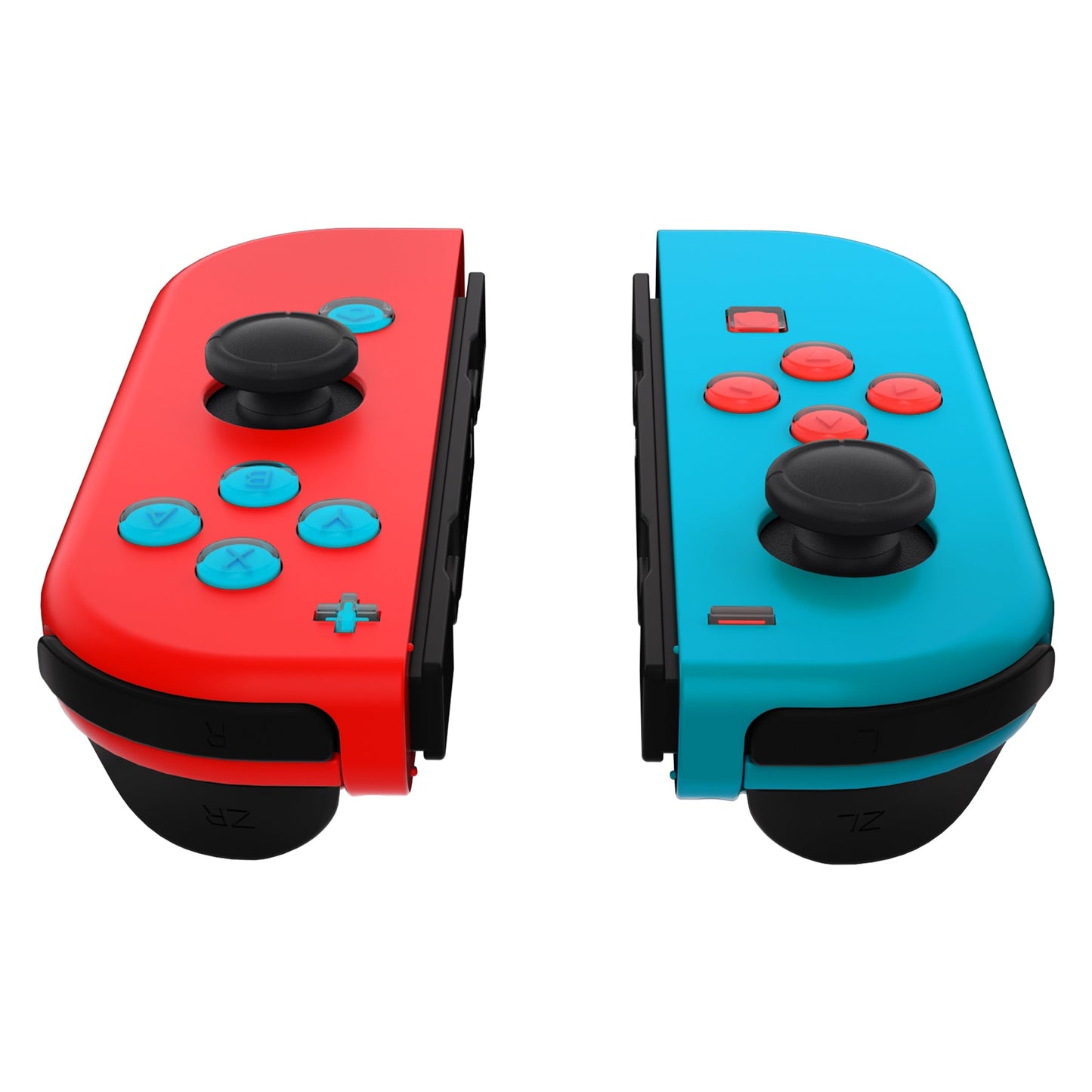 eXtremeRate Retail Replacement Controller ABXY Direction Home Capture + - Jelly Buttons, Two-Tone Pale New Hope Red & Blue & Clear with Symbols Action Face Keys for Nintendo Switch & Switch OLED Joy-con - JoyCon NOT Included - AJ7011