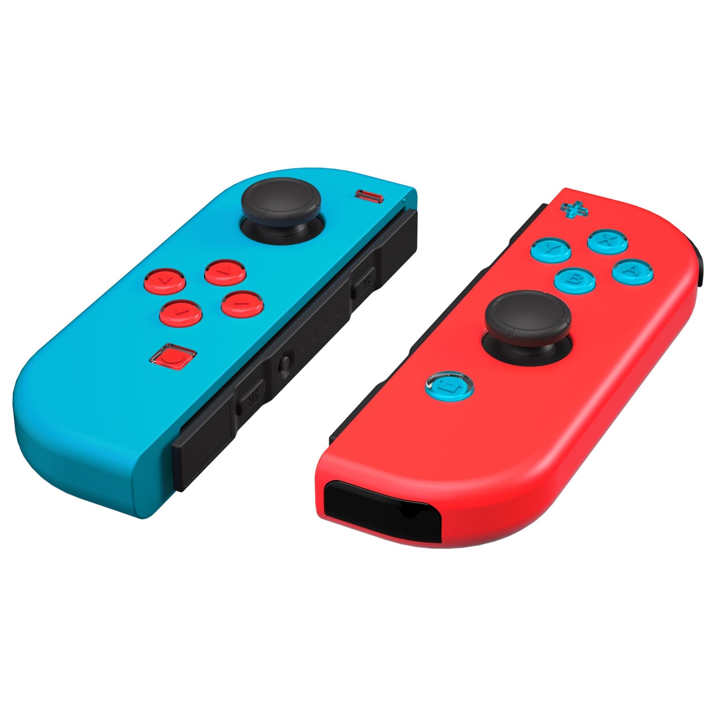 eXtremeRate Retail Replacement Controller ABXY Direction Home Capture + - Jelly Buttons, Two-Tone Pale New Hope Red & Blue & Clear with Symbols Action Face Keys for Nintendo Switch & Switch OLED Joy-con - JoyCon NOT Included - AJ7011