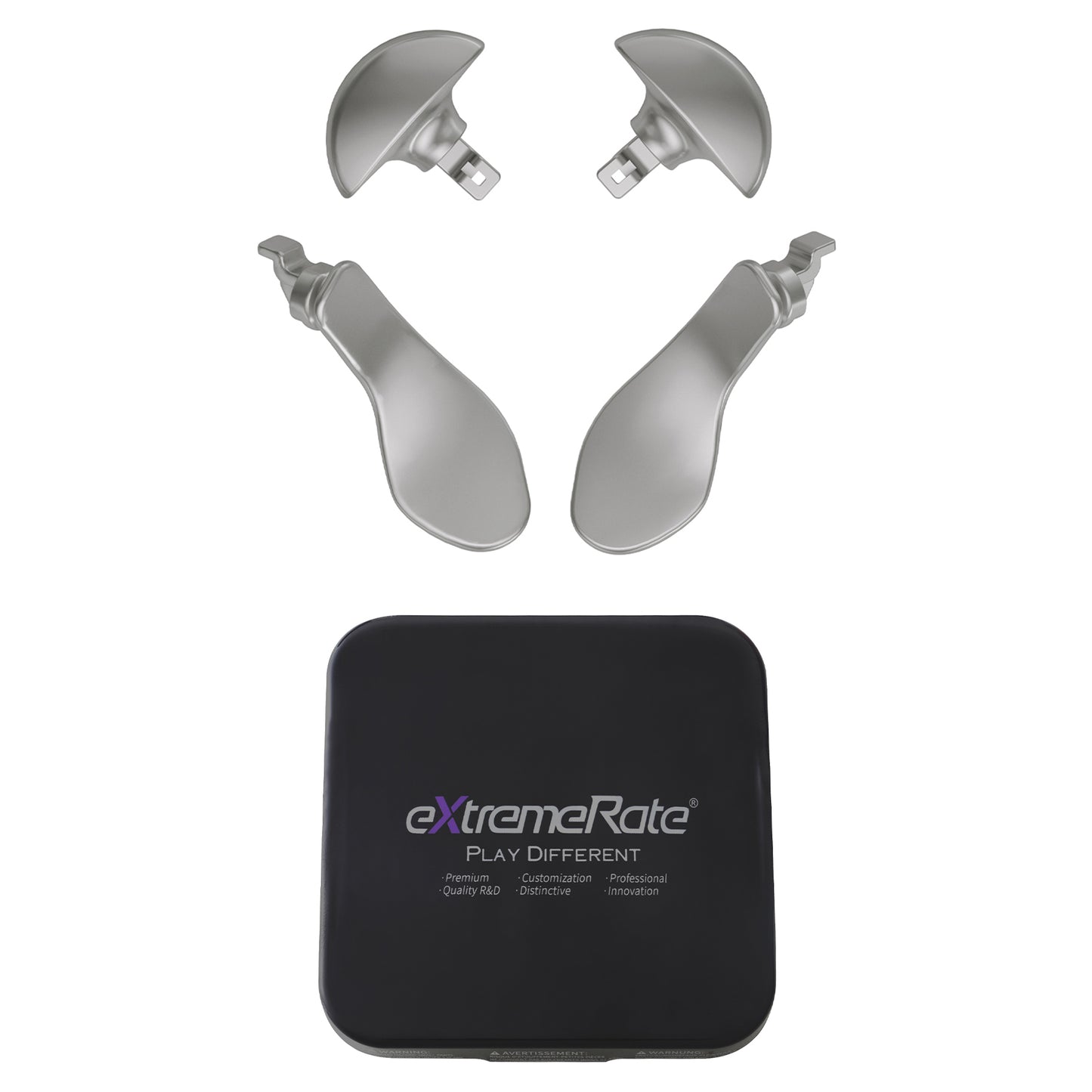 eXtremeRate PS5 edgeコントローラー対応交換式4個セット金属製バックパドル【メタリックシルバー】