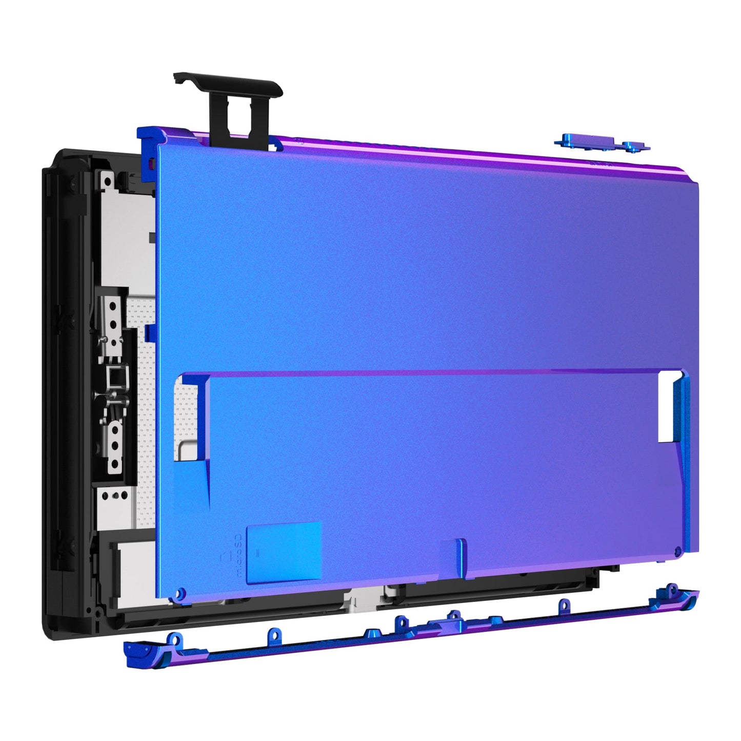 eXtremeRate Retail Chameleon Purple Blue Soft Touch Console Back Plate DIY Replacement Housing Shell Case for Nintendo Switch OLED Console ¨C JoyCon Shell & Kickstand NOT Included - BNSOP3001