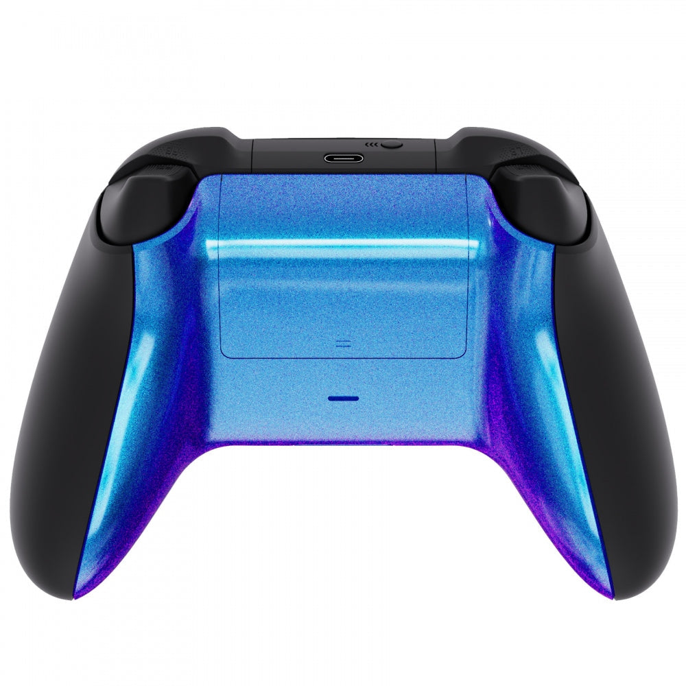 eXtremeRate Retail Chameleon Purple Blue Glossy Custom Bottom Shell w/ Battery Cover for Xbox Series S/X Controller - Controller & Side Rails NOT Included - BX3P301