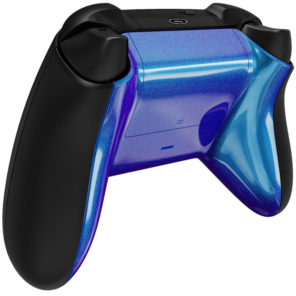 eXtremeRate Retail Chameleon Purple Blue Glossy Custom Bottom Shell w/ Battery Cover for Xbox Series S/X Controller - Controller & Side Rails NOT Included - BX3P301