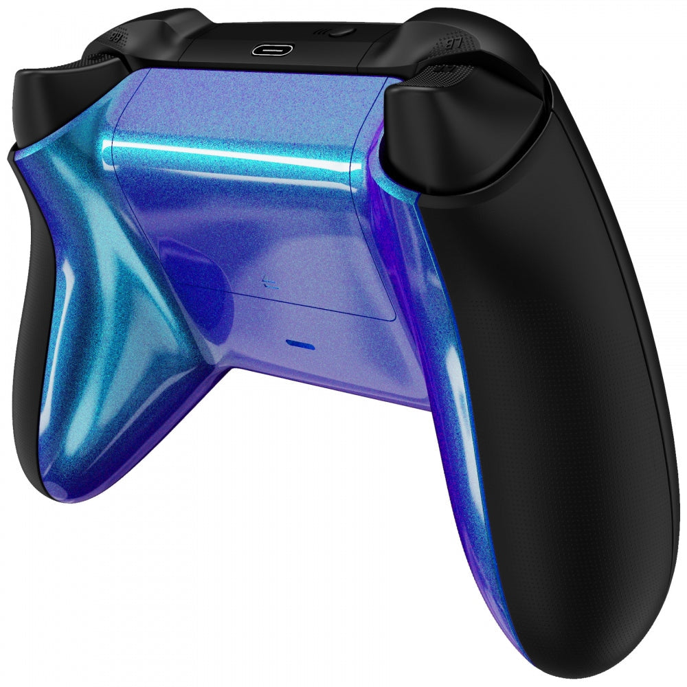 eXtremeRate Retail Chameleon Purple Blue Glossy Custom Bottom Shell w/ Battery Cover for Xbox Series S/X Controller - Controller & Side Rails NOT Included - BX3P301