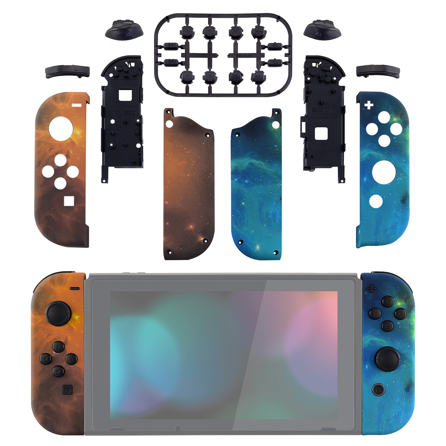 eXtremeRate NS Switch用ジョイコン交換フルセットシェルケースボタン付き【ゴールドスターユニバース】