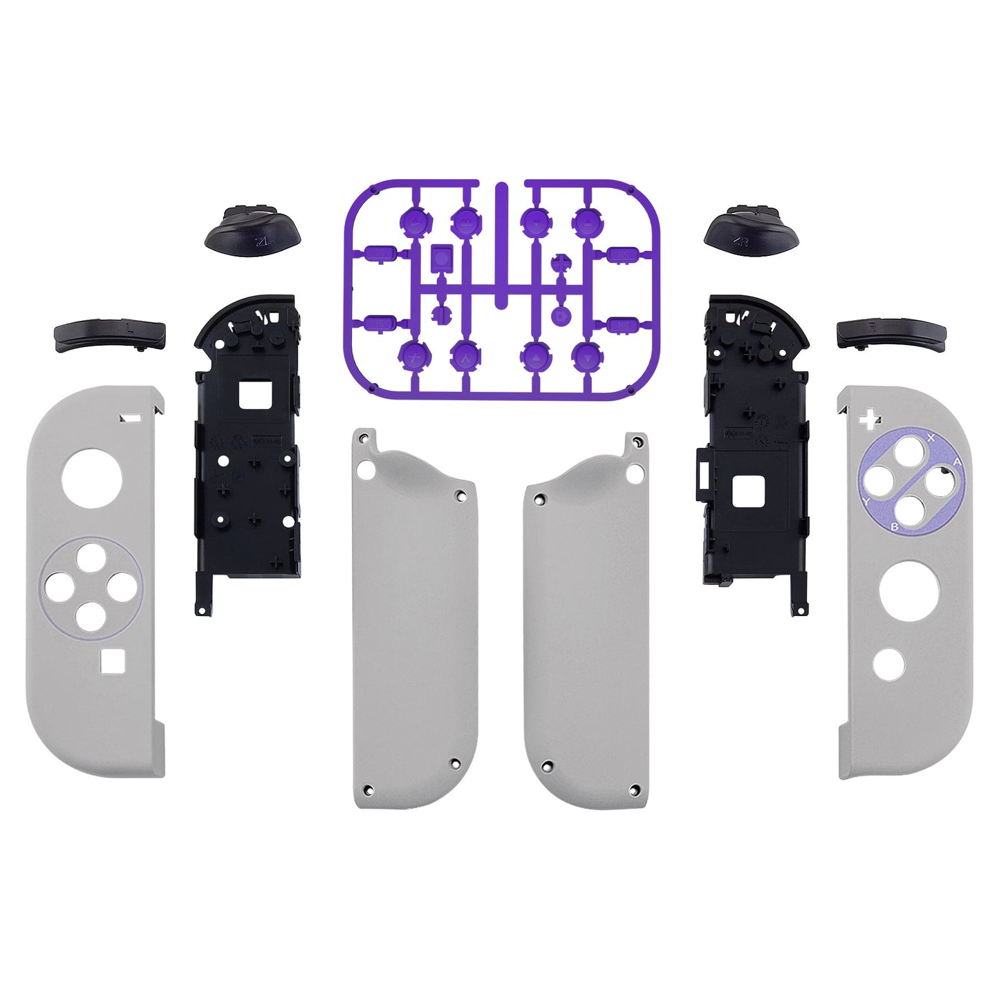 eXtremeRate Retail Soft Touch Grip Classics SNES Style Joycon Handheld Controller Housing with Full Set Buttons, DIY Replacement Shell Case for NS Switch JoyCon & OLED JoyCon - Console Shell NOT Included - CT105