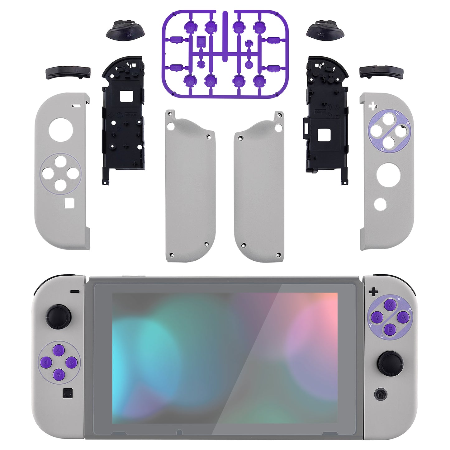 eXtremeRate NS Switch用ジョイコン交換フルセットシェルケースボタン付き【クラシックSNESスタイル】