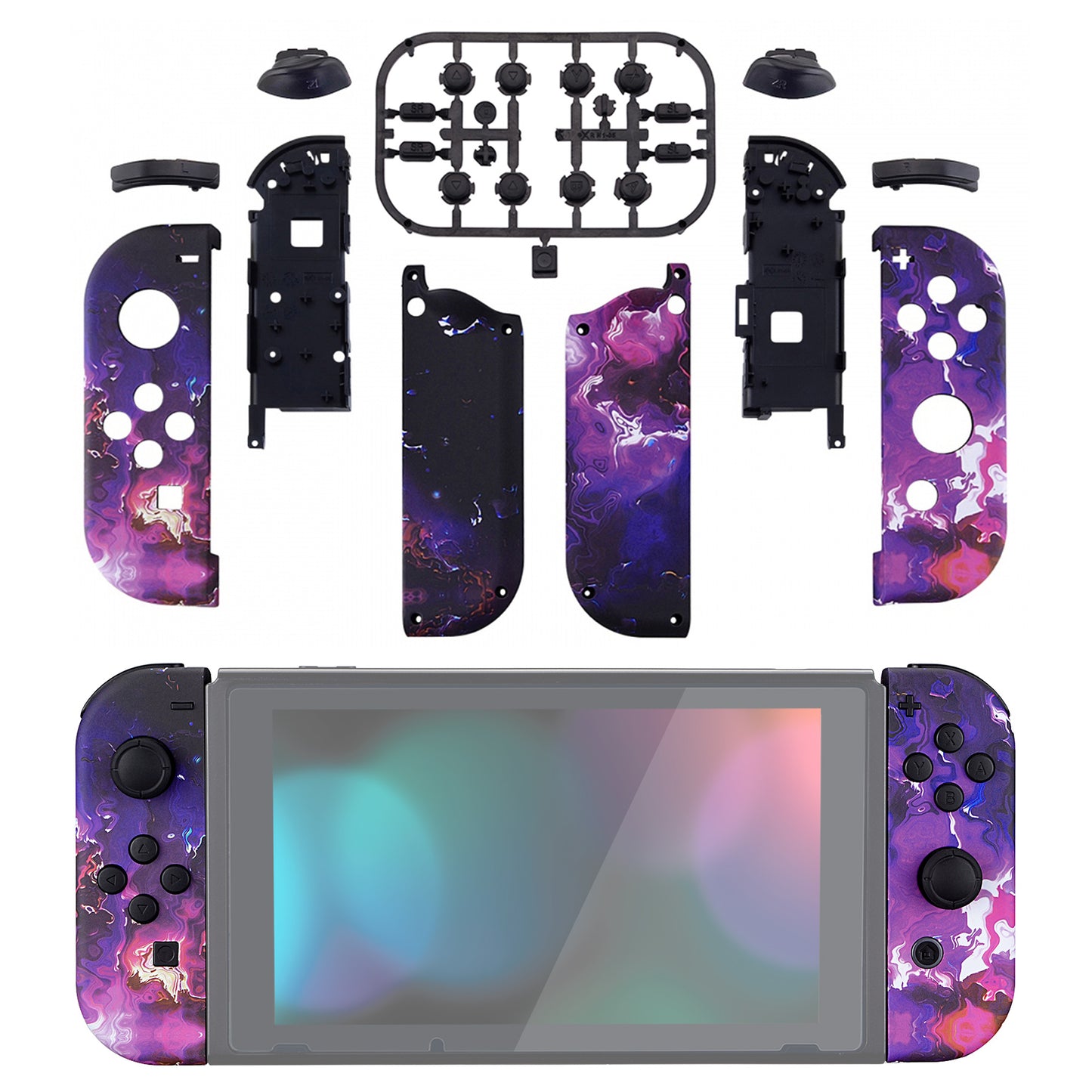 eXtremeRate NS Switch用ジョイコン交換フルセットシェルケースボタン付き【シュールな溶岩パタン】