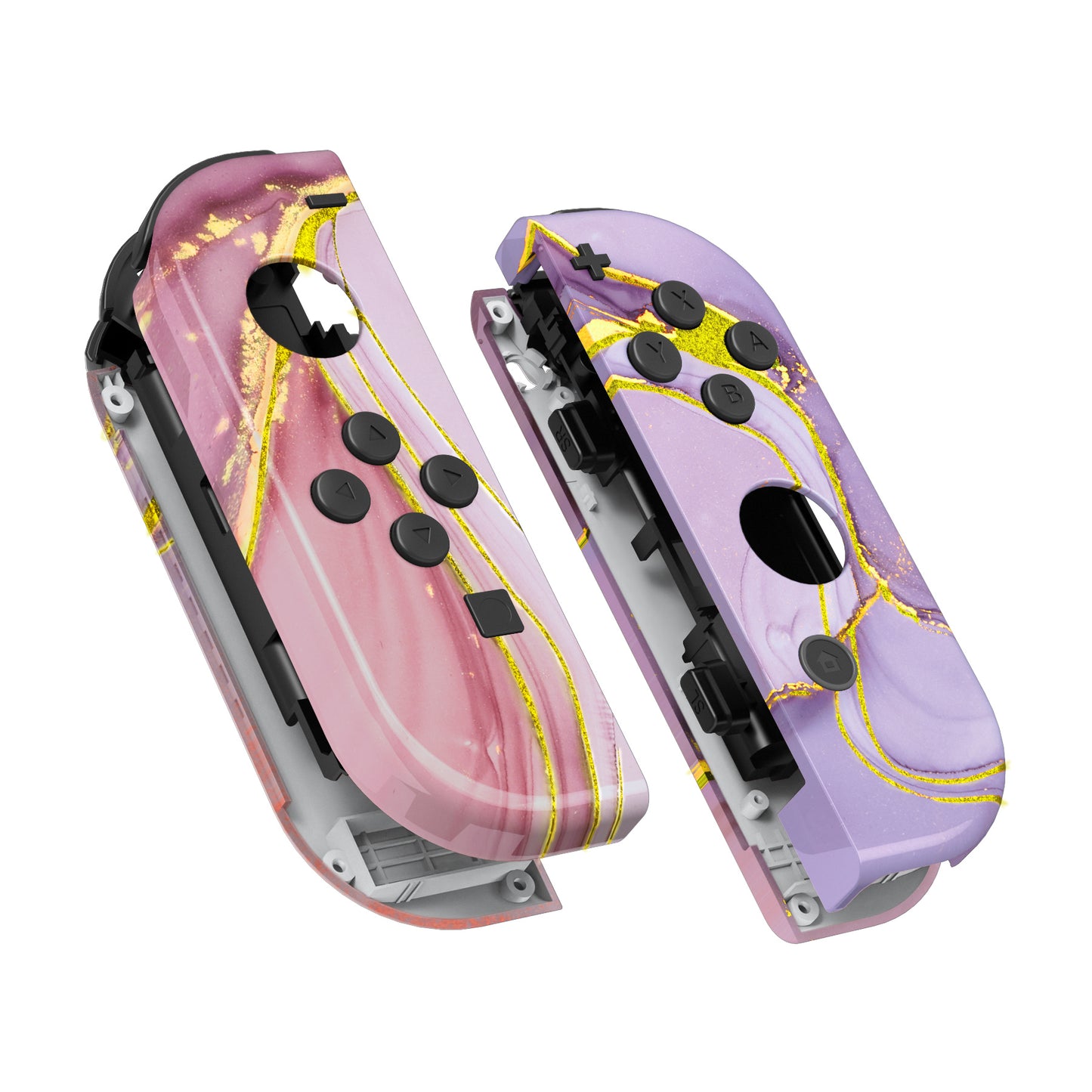 eXtremeRate NS Switch用ジョイコン交換フルセットシェルケースボタン付き【ピンクゴールドマーブル】