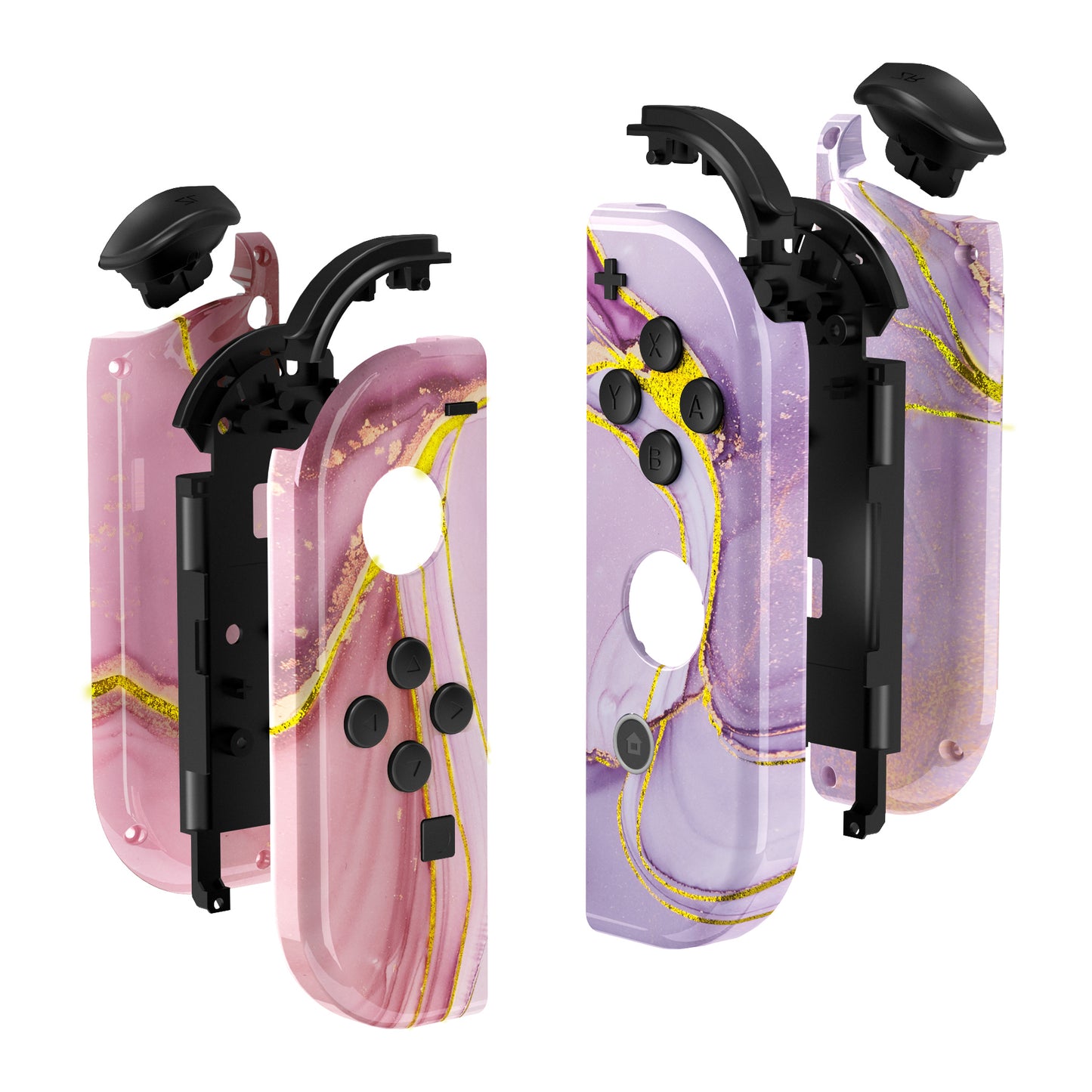 eXtremeRate NS Switch用ジョイコン交換フルセットシェルケースボタン付き【ピンクゴールドマーブル】