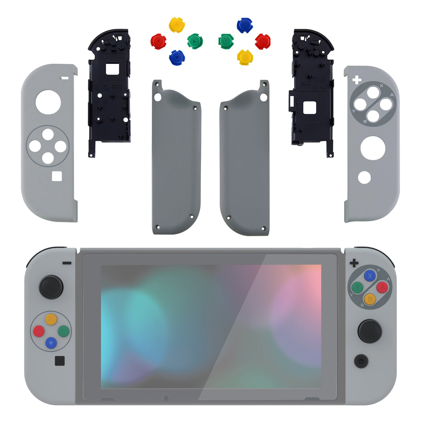eXtremeRate NS Switch用ジョイコン交換フルセットシェルケースボタン付き【SFC SNESクラシック EUスタイル】
