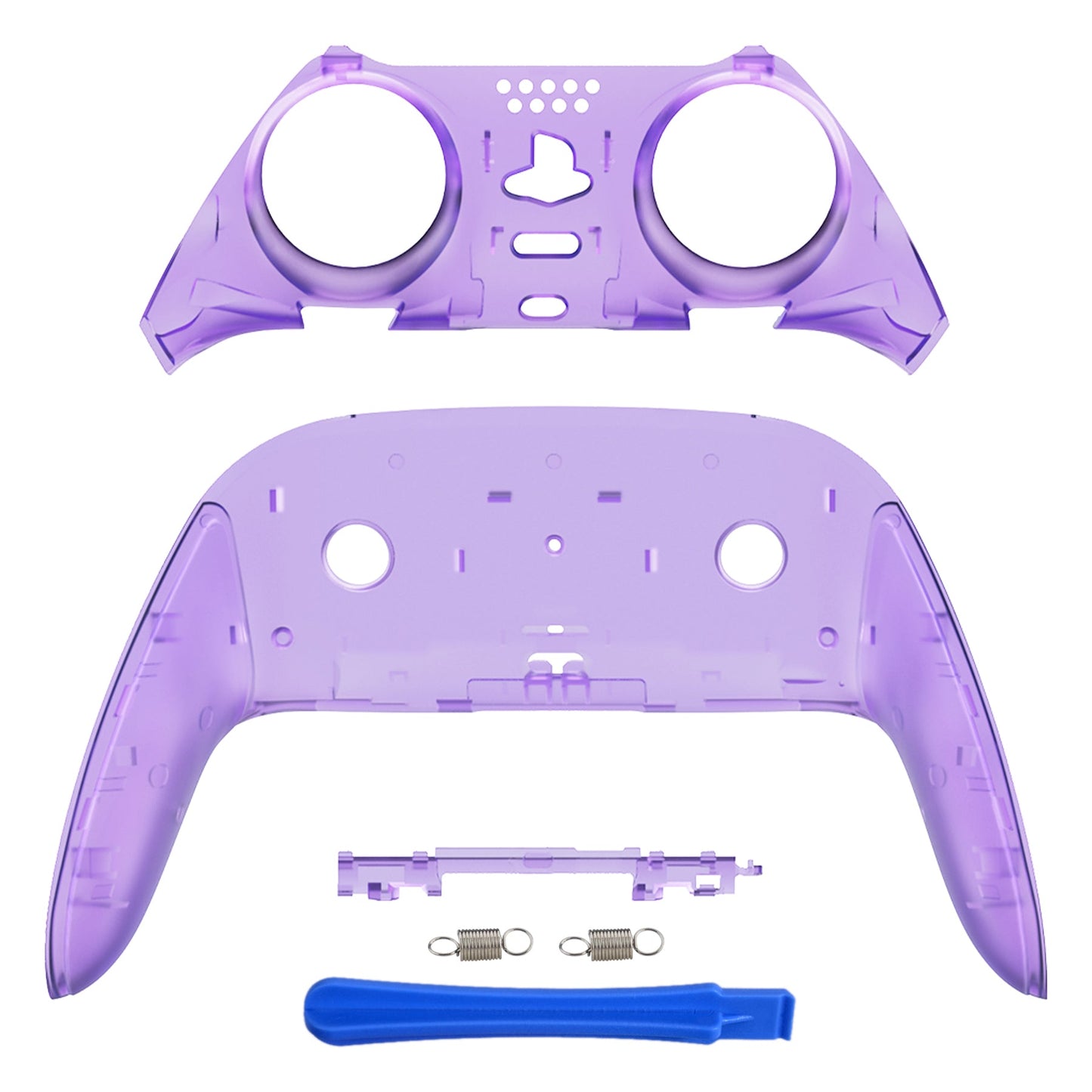 eXtremeRate PS5 edgeコントローラー対応交換対応用トップ&ボトム装飾トリムシェル【クリアパープル】
