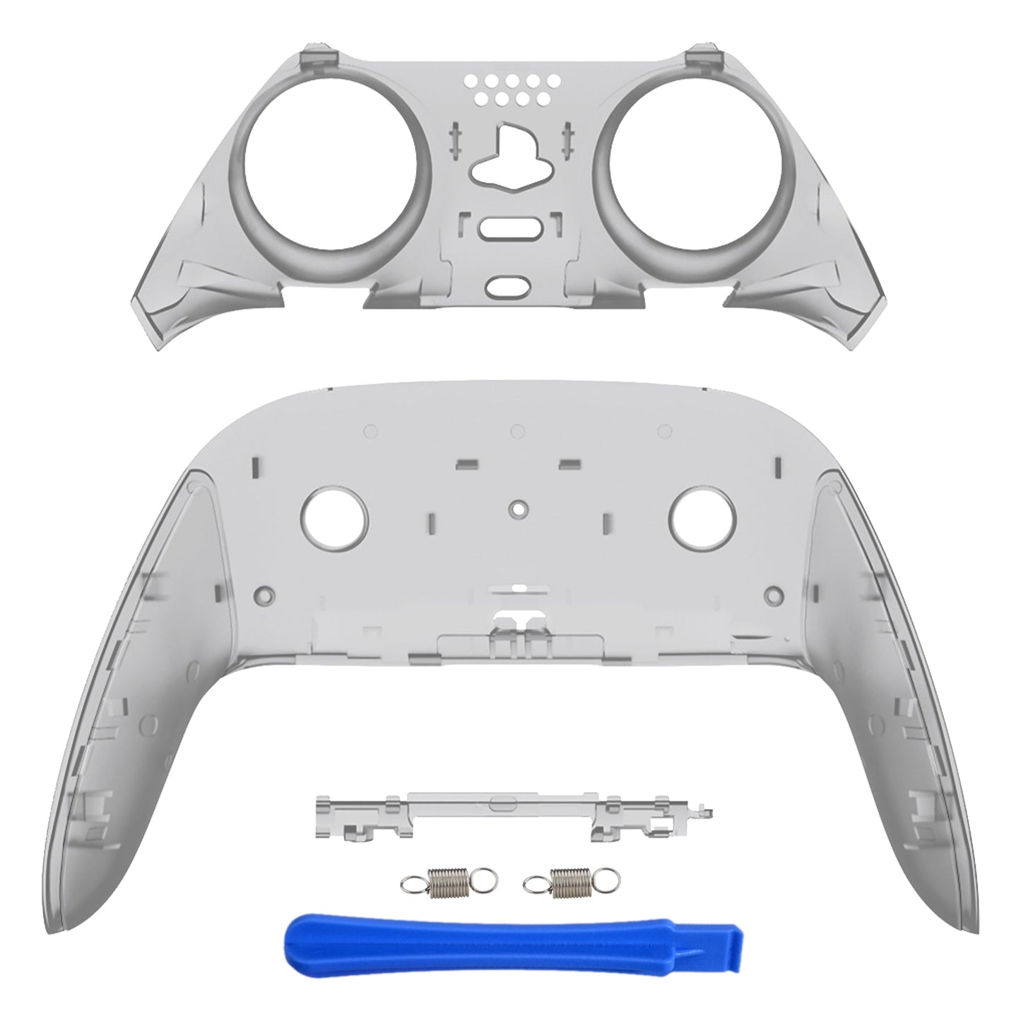 eXtremeRate PS5 edgeコントローラー対応交換対応用トップ&ボトム装飾トリムシェル【クリアブラック】