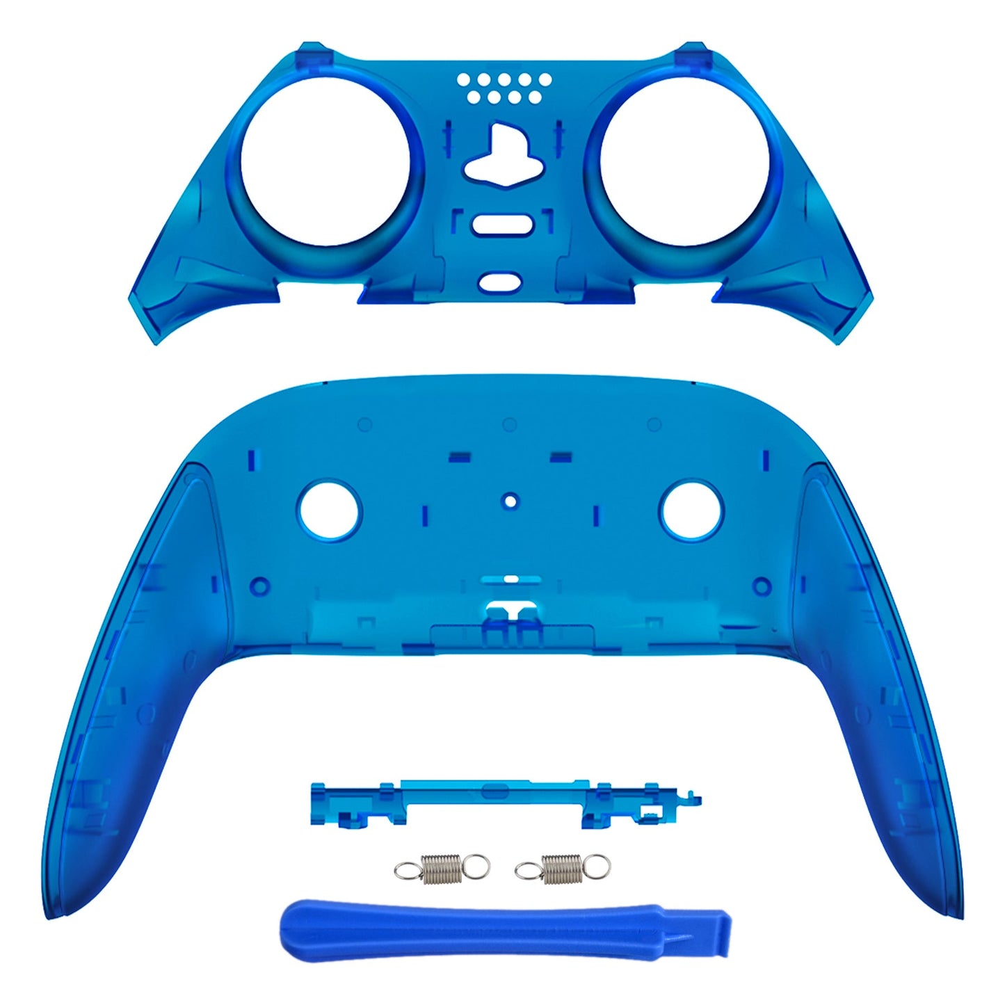 eXtremeRate PS5 edgeコントローラー対応交換対応用トップ&ボトム装飾トリムシェル【クリアブルー】