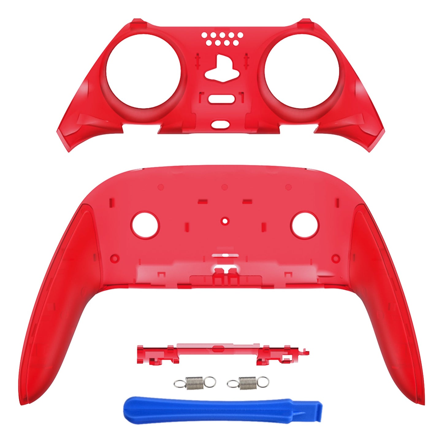 eXtremeRate PS5 edgeコントローラー対応交換対応用トップ&ボトム装飾トリムシェル【クリアレッド】