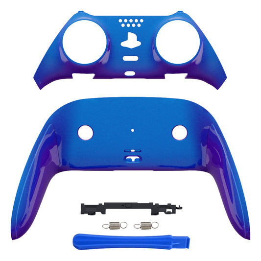 eXtremeRate PS5 edgeコントローラー対応交換対応用トップ&ボトム装飾トリムシェル【カメレオンパープルブルー】