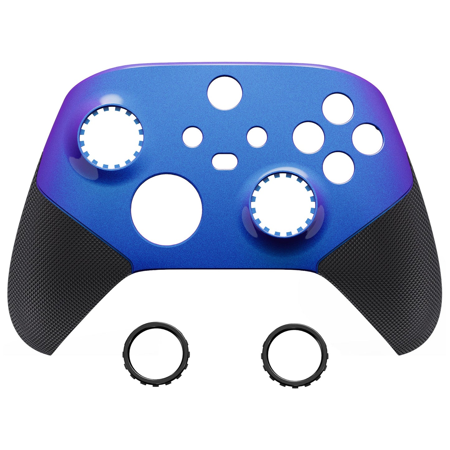 eXtremeRate Retail Chameleon Purple Blue ASR Version Performance Rubberized Grip Front Housing Shell with Accent Rings for Xbox Series X/S Controller - FX3C3002