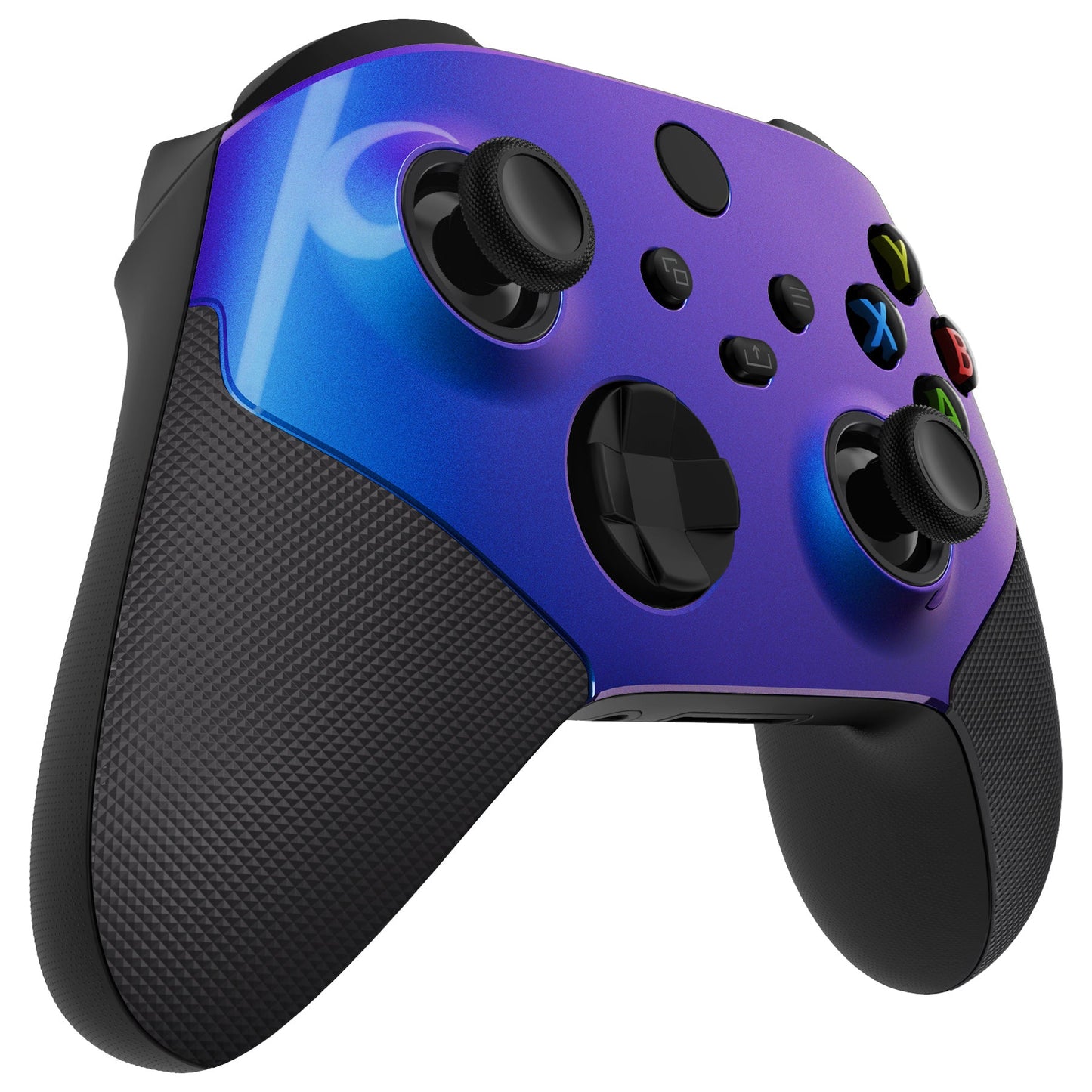 eXtremeRate Retail Chameleon Purple Blue ASR Version Performance Rubberized Grip Front Housing Shell with Accent Rings for Xbox Series X/S Controller - FX3C3002