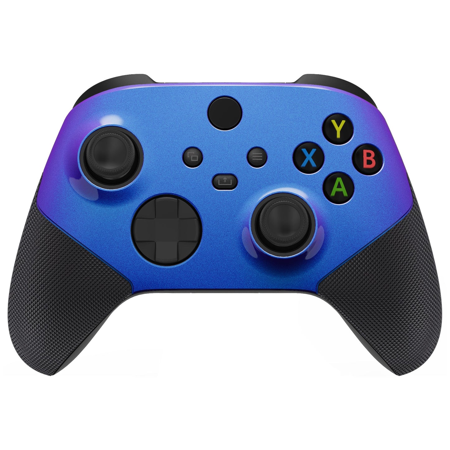 eXtremeRate Retail Chameleon Purple Blue ASR Version Performance Rubberized Grip Front Housing Shell with Accent Rings for Xbox Series X/S Controller - FX3C3002