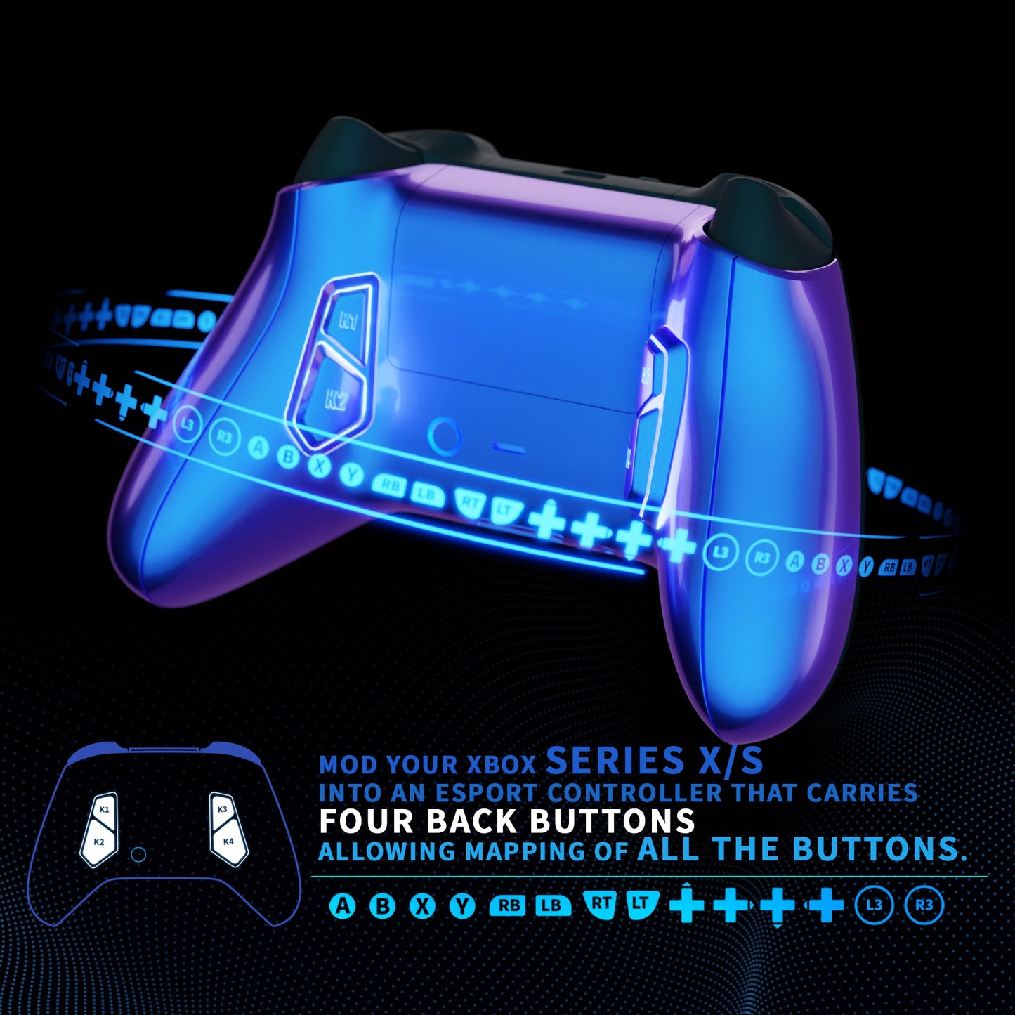 eXtremeRate Retail VICTOR X Remap Kit for Xbox Series X/S Controller - Chameleon Purple Blue