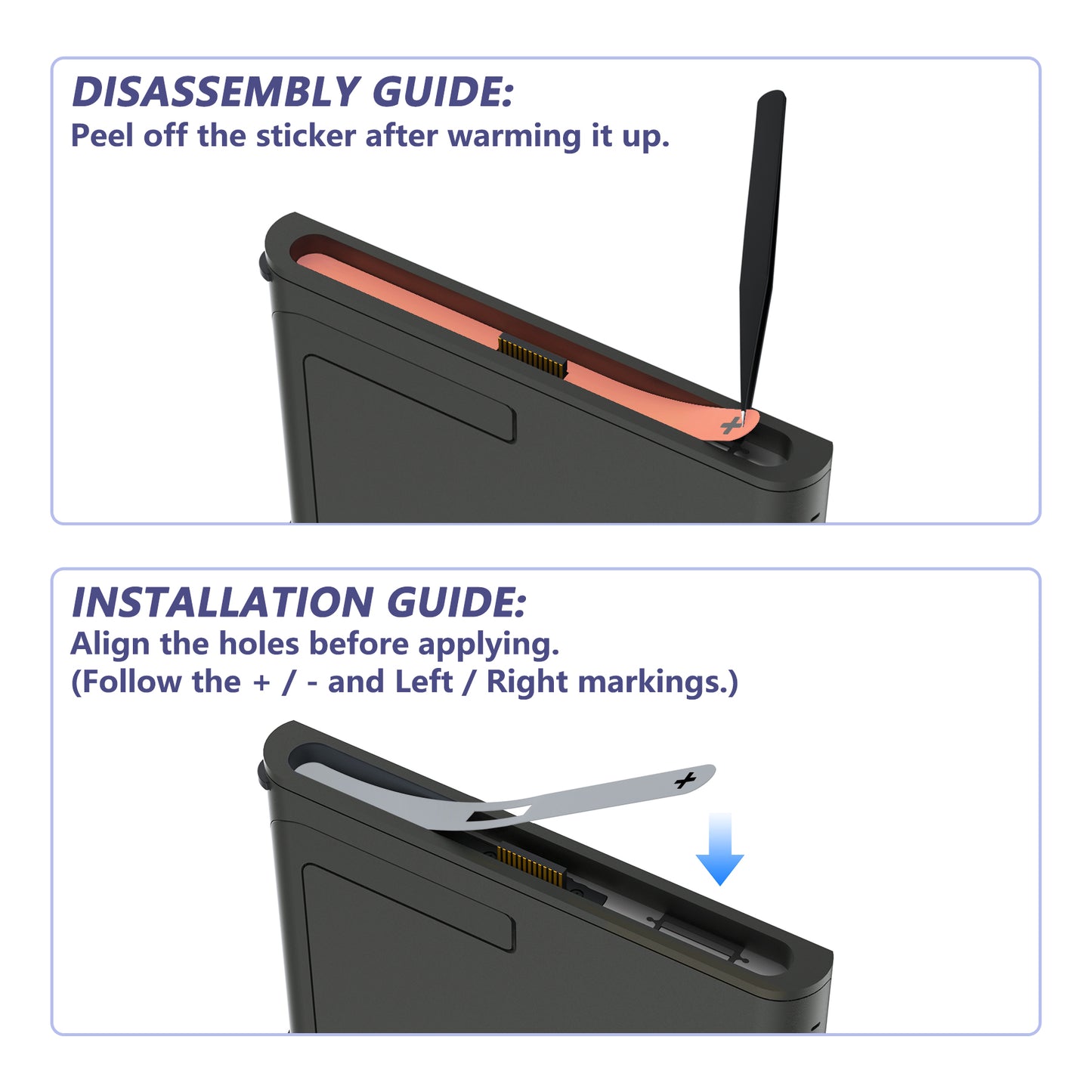 eXtremeRate Replacement Side Rail Slot Stickers for Nintendo Switch 2 (New Hope Gray)