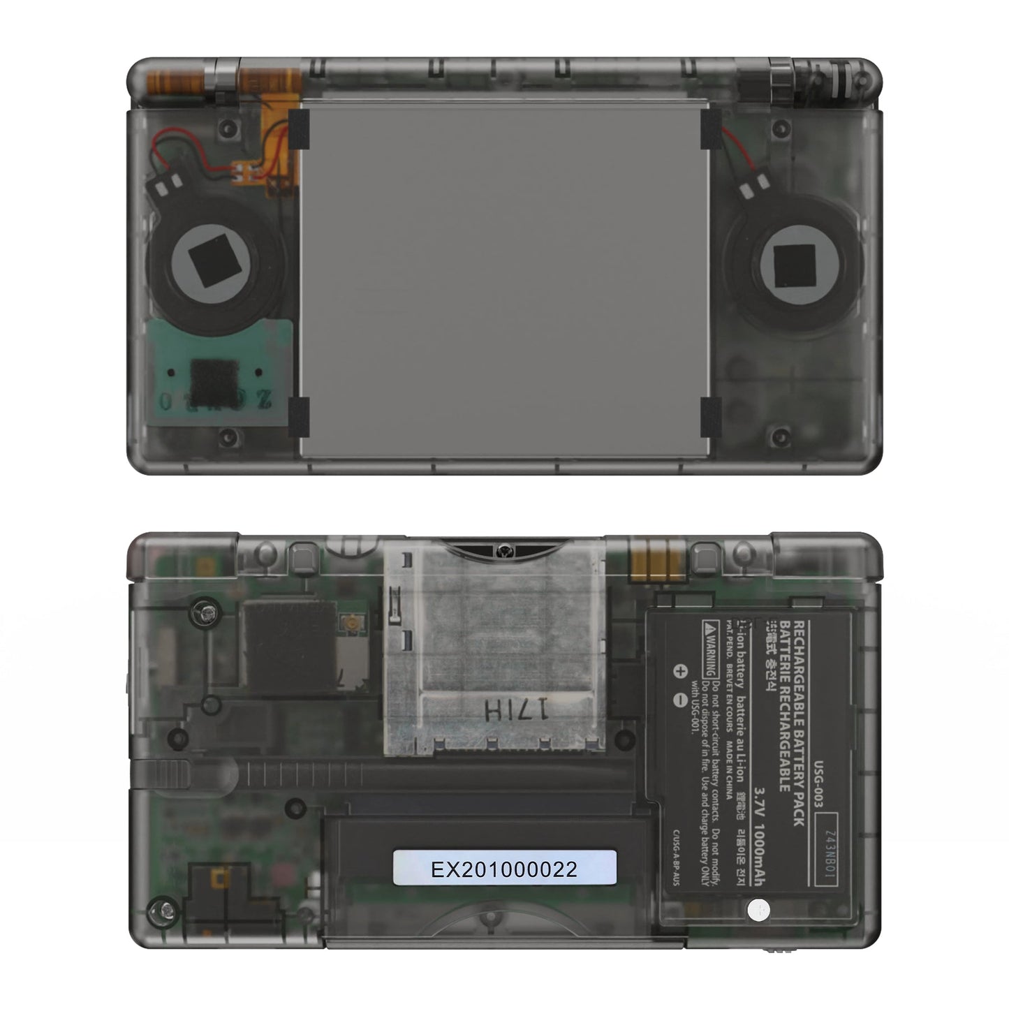 eXtremeRate ニンテンドーDS Lite用交換フルハウジングシェル&ボタンセット保護フィルム付き【クリアブラック】
