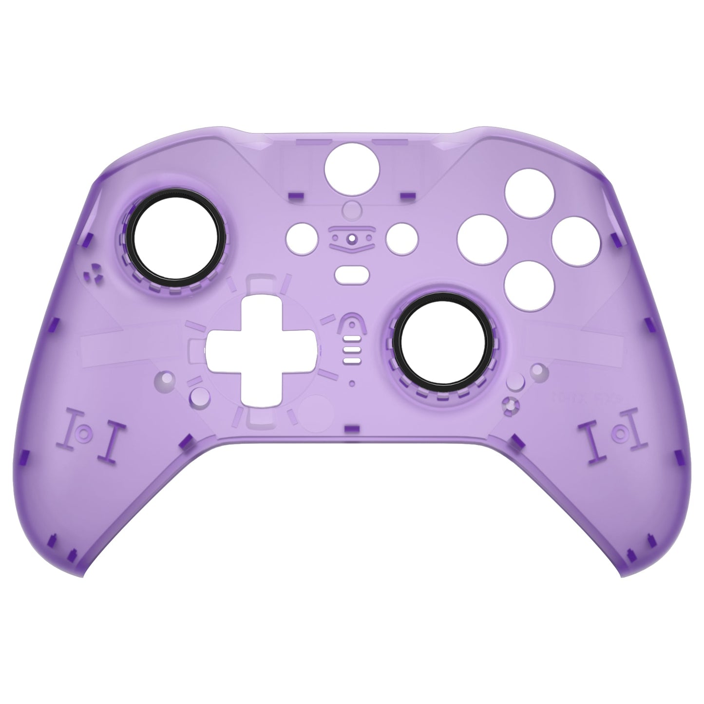 eXtremeRate Retail Clear Atomic Purple Faceplate Cover, Front Housing Shell Case Replacement Kit for Xbox One Elite Series 2 Controller Model 1797 and Core Model 1797 - Thumbstick Accent Rings Included - ELM504