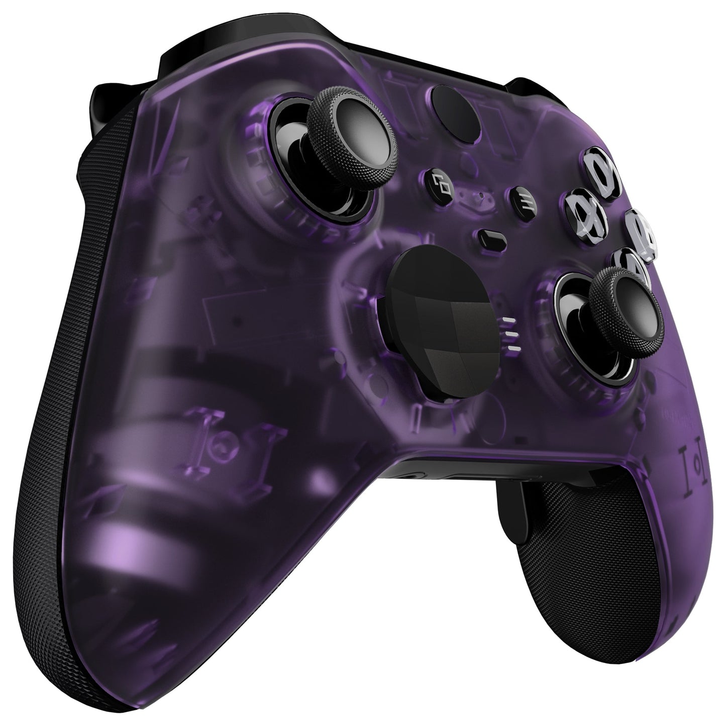 eXtremeRate Retail Clear Atomic Purple Faceplate Cover, Front Housing Shell Case Replacement Kit for Xbox One Elite Series 2 Controller Model 1797 and Core Model 1797 - Thumbstick Accent Rings Included - ELM504