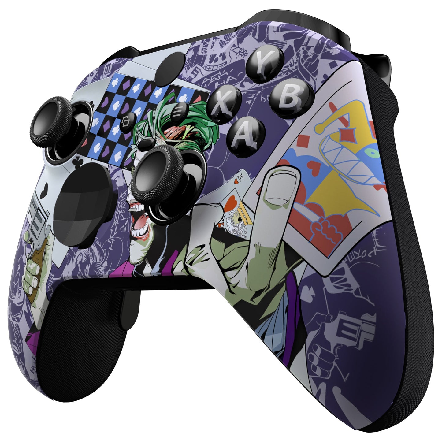 eXtremeRate Retail Clown Cards Style Faceplate Cover, Soft Touch Front Housing Shell Case Replacement Kit for Xbox One Elite Series 2 Controller Model 1797 - Thumbstick Accent Rings Included - ELT141