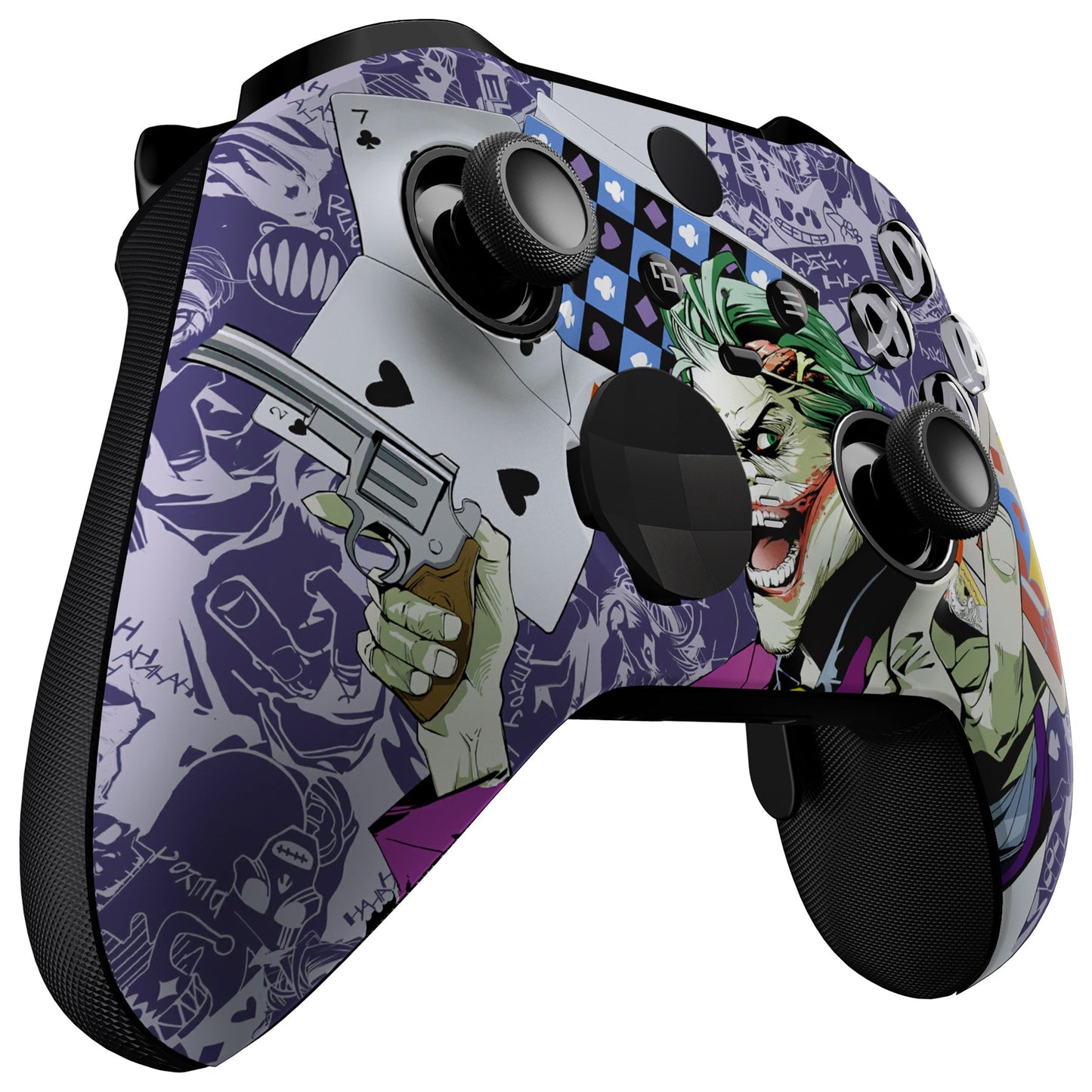 eXtremeRate Retail Clown Cards Style Faceplate Cover, Soft Touch Front Housing Shell Case Replacement Kit for Xbox One Elite Series 2 Controller Model 1797 - Thumbstick Accent Rings Included - ELT141