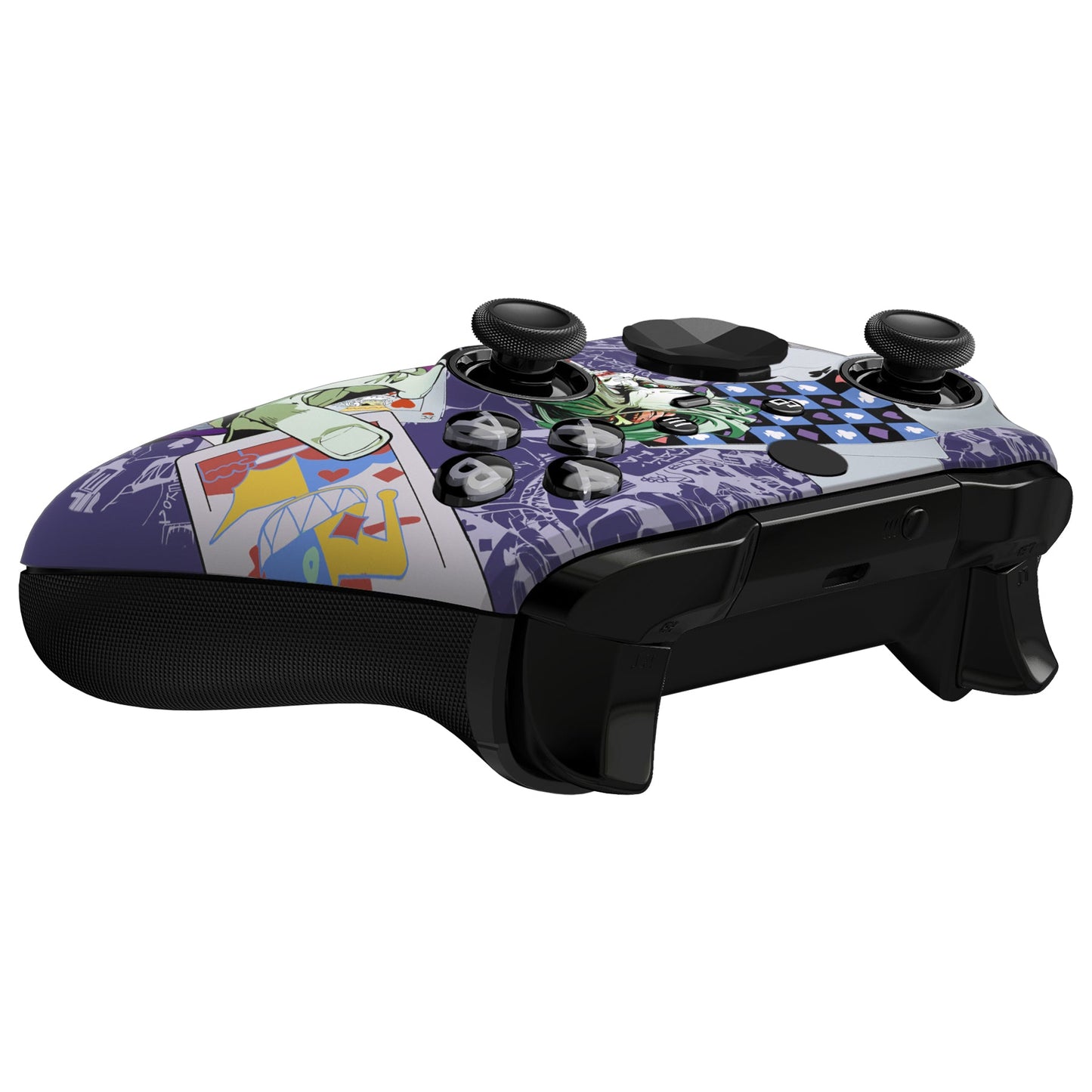 eXtremeRate Retail Clown Cards Style Faceplate Cover, Soft Touch Front Housing Shell Case Replacement Kit for Xbox One Elite Series 2 Controller Model 1797 - Thumbstick Accent Rings Included - ELT141