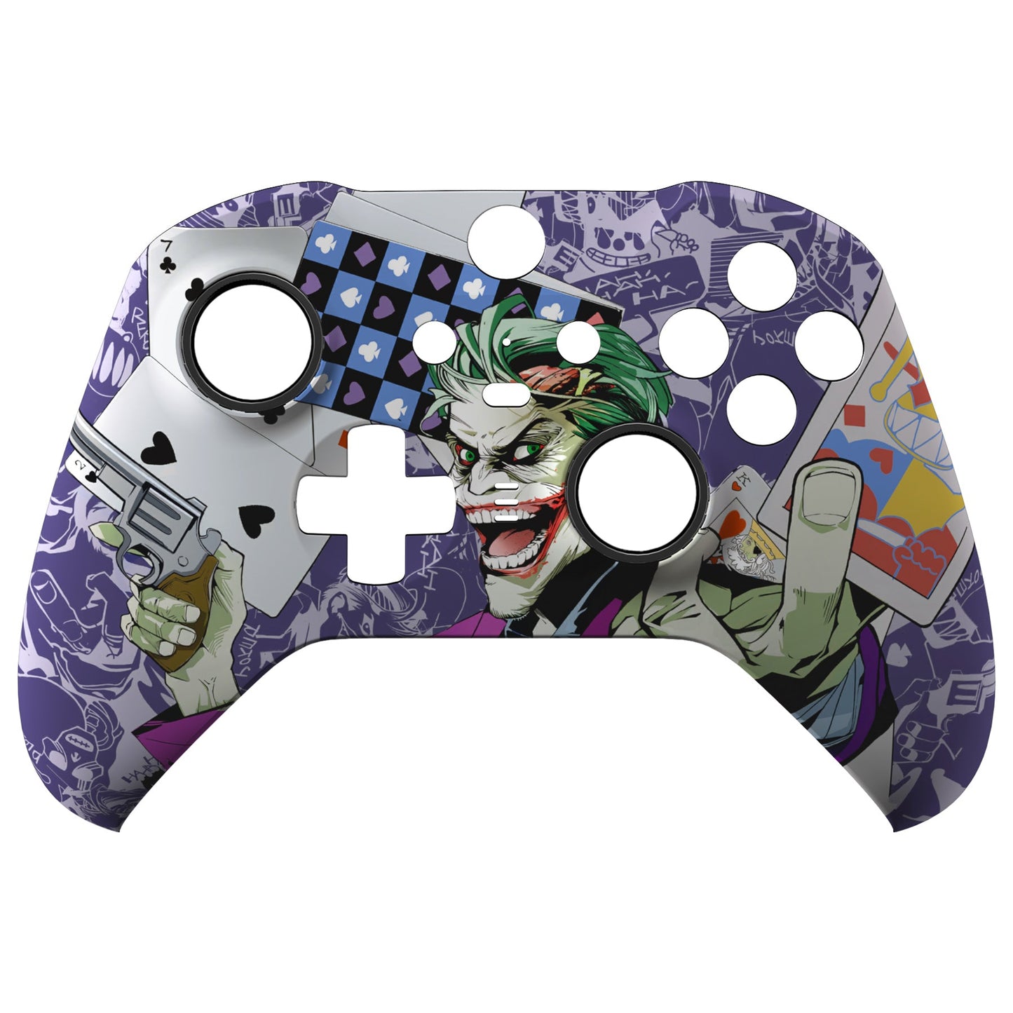 eXtremeRate Retail Clown Cards Style Faceplate Cover, Soft Touch Front Housing Shell Case Replacement Kit for Xbox One Elite Series 2 Controller Model 1797 - Thumbstick Accent Rings Included - ELT141