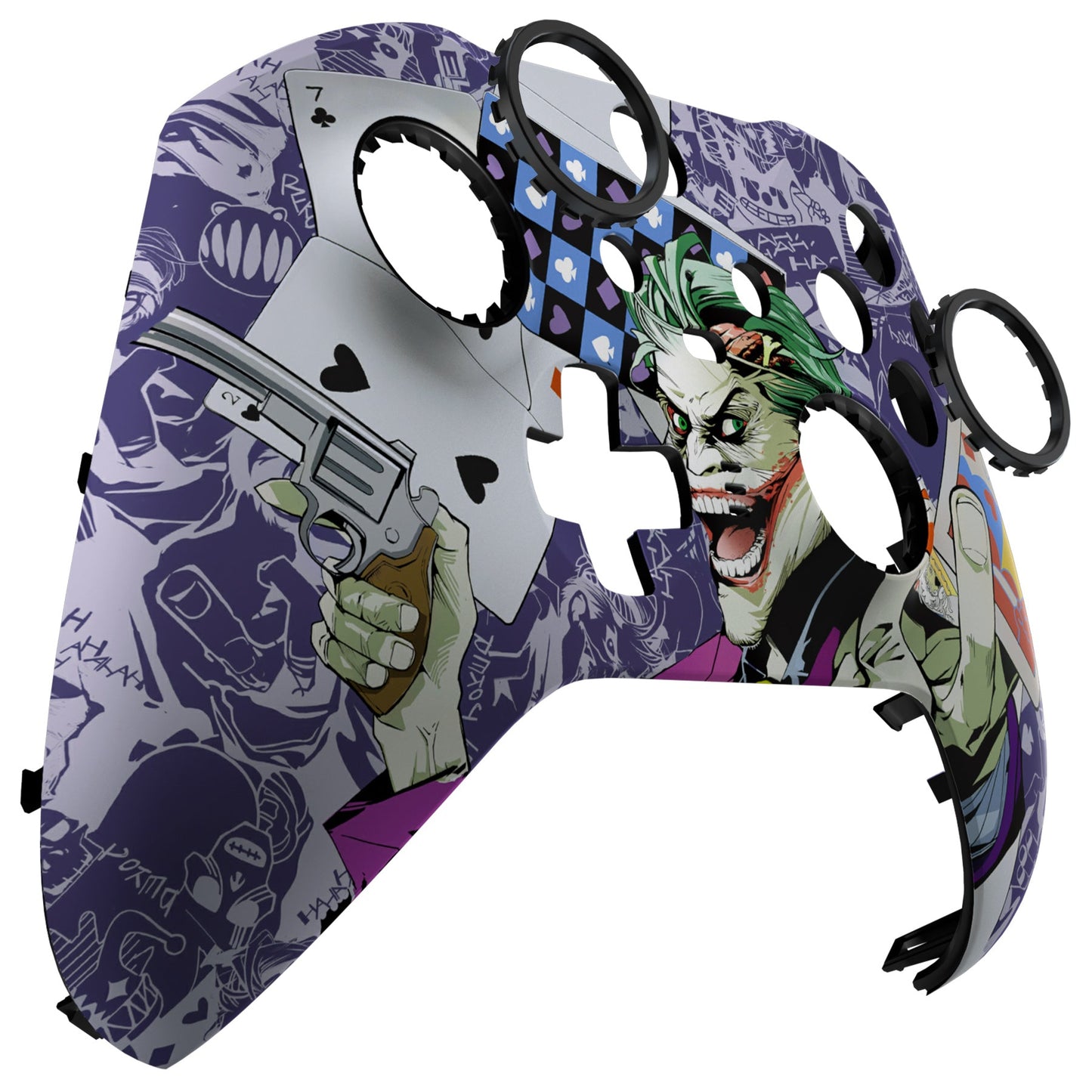 eXtremeRate Retail Clown Cards Style Faceplate Cover, Soft Touch Front Housing Shell Case Replacement Kit for Xbox One Elite Series 2 Controller Model 1797 - Thumbstick Accent Rings Included - ELT141