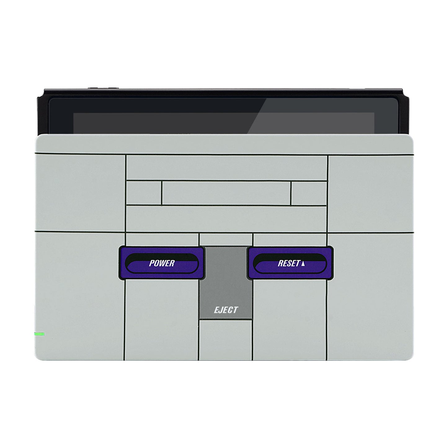 eXtremeRate Retail Custom Soft Touch Grip Faceplate for Nintendo Switch Dock, Classics SNES Style Patterned DIY Replacement Housing Shell for Nintendo Switch Dock - Dock NOT Included - FDT106