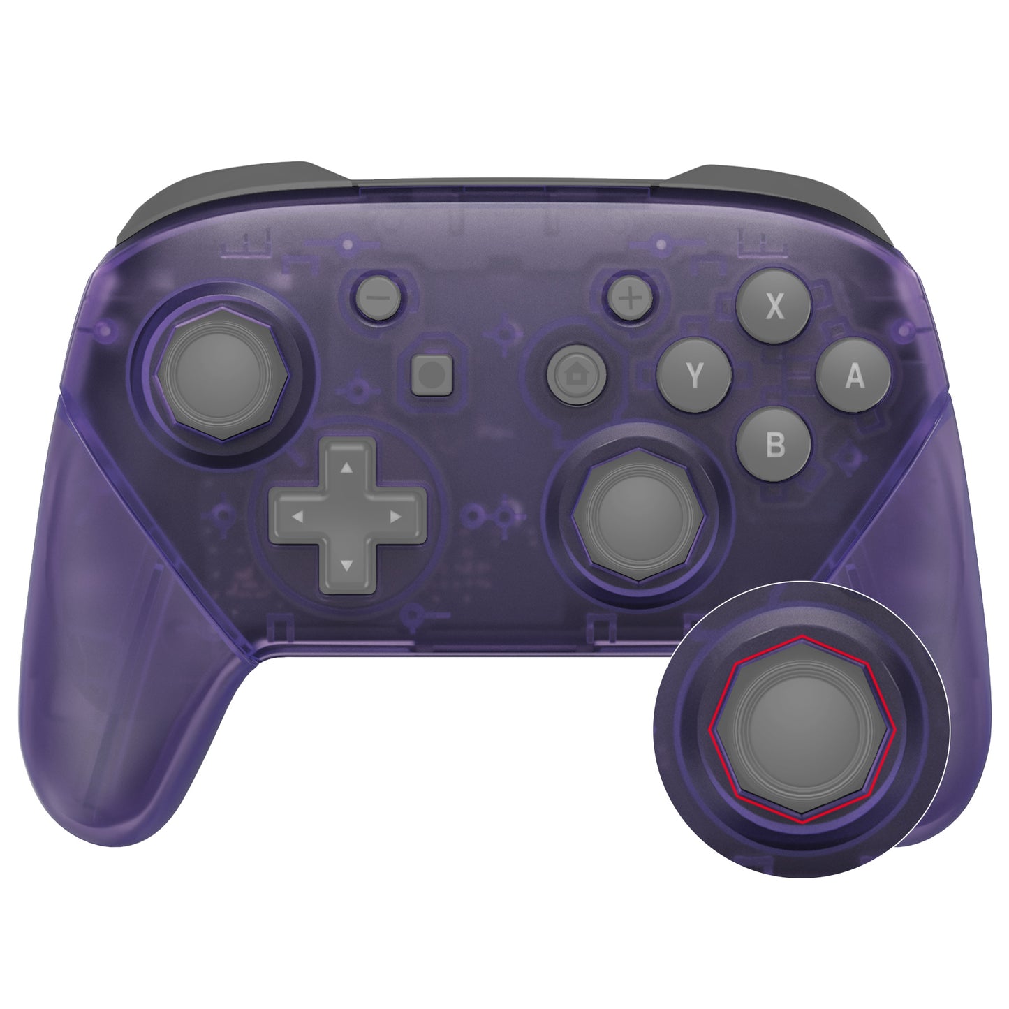 eXtremeRate Nintendo Switch Pro用 八角形ゲート付きスティックデザイン交換フルセットシェル【クリアパープル】