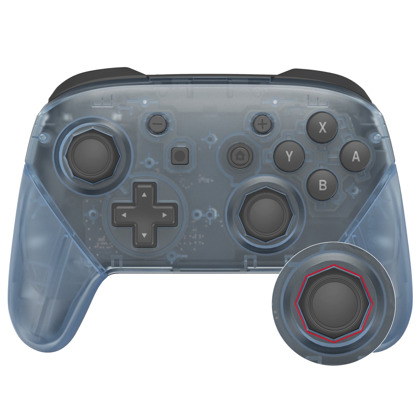 eXtremeRate Nintendo Switch Pro用 八角形ゲート付きスティックデザイン交換フルセットシェル【クリアグレイシャーブルー】