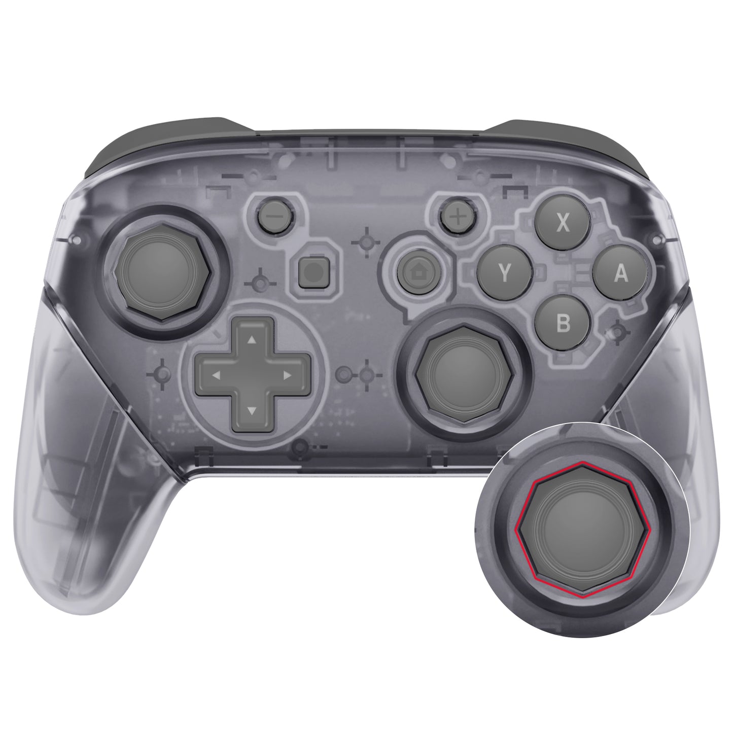 eXtremeRate Nintendo Switch Pro用 八角形ゲート付きスティックデザイン交換フルセットシェル【クリア】