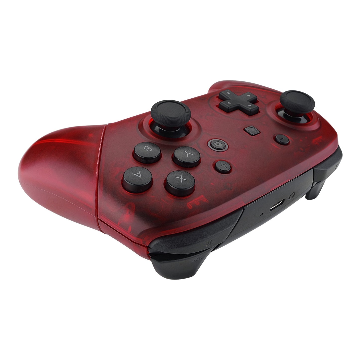 eXtremeRate Retail Transparent Clear Red Faceplate Backplate Handles for Nintendo Switch Pro Controller, DIY Replacement Grip Housing Shell Cover for Nintendo Switch Pro - Controller NOT Included - FRM502