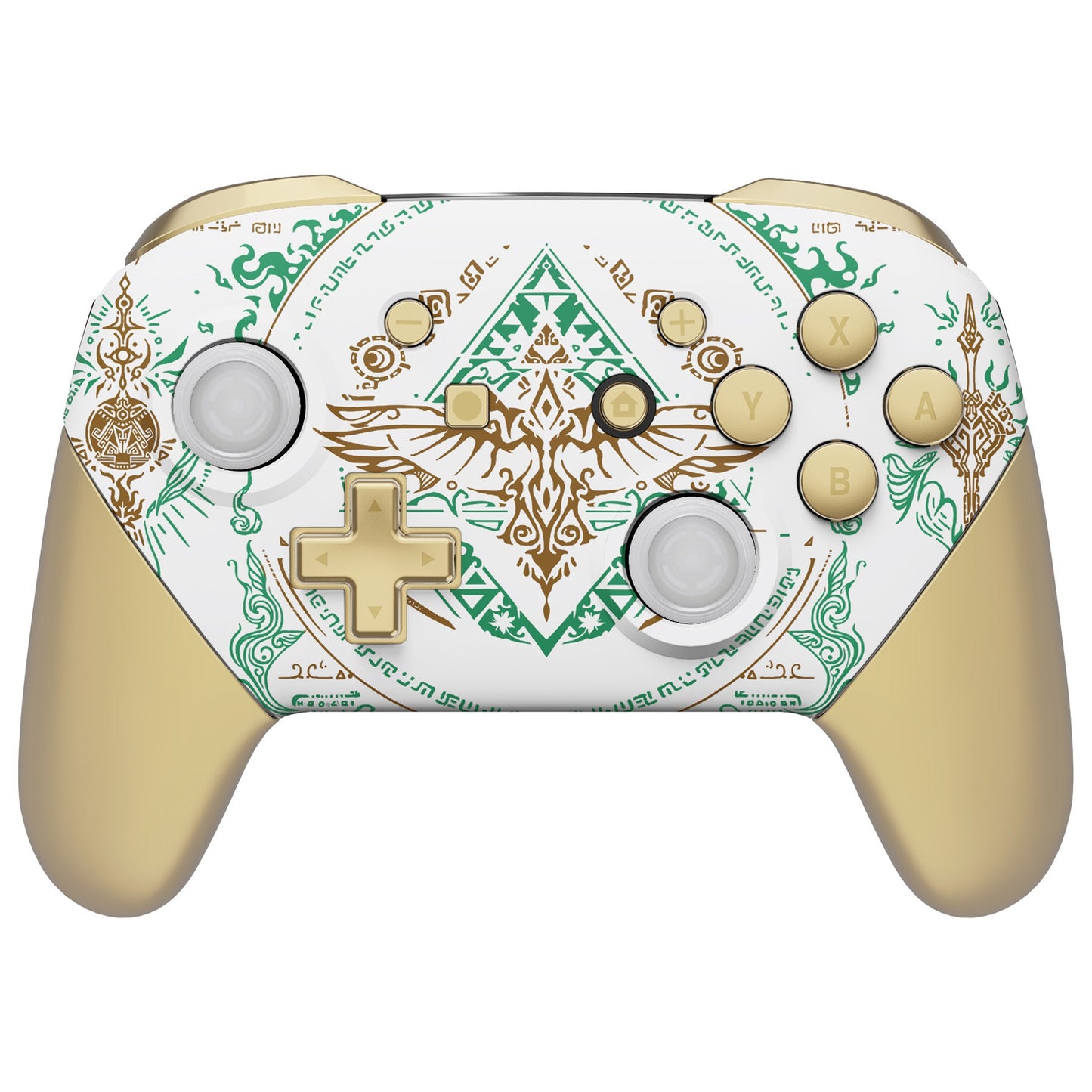 Replacement Full Set Shell Faceplate Backplate Handles with Button Kit for Nintendo Switch Pro - Totem of Kingdom - White eXtremeRate
