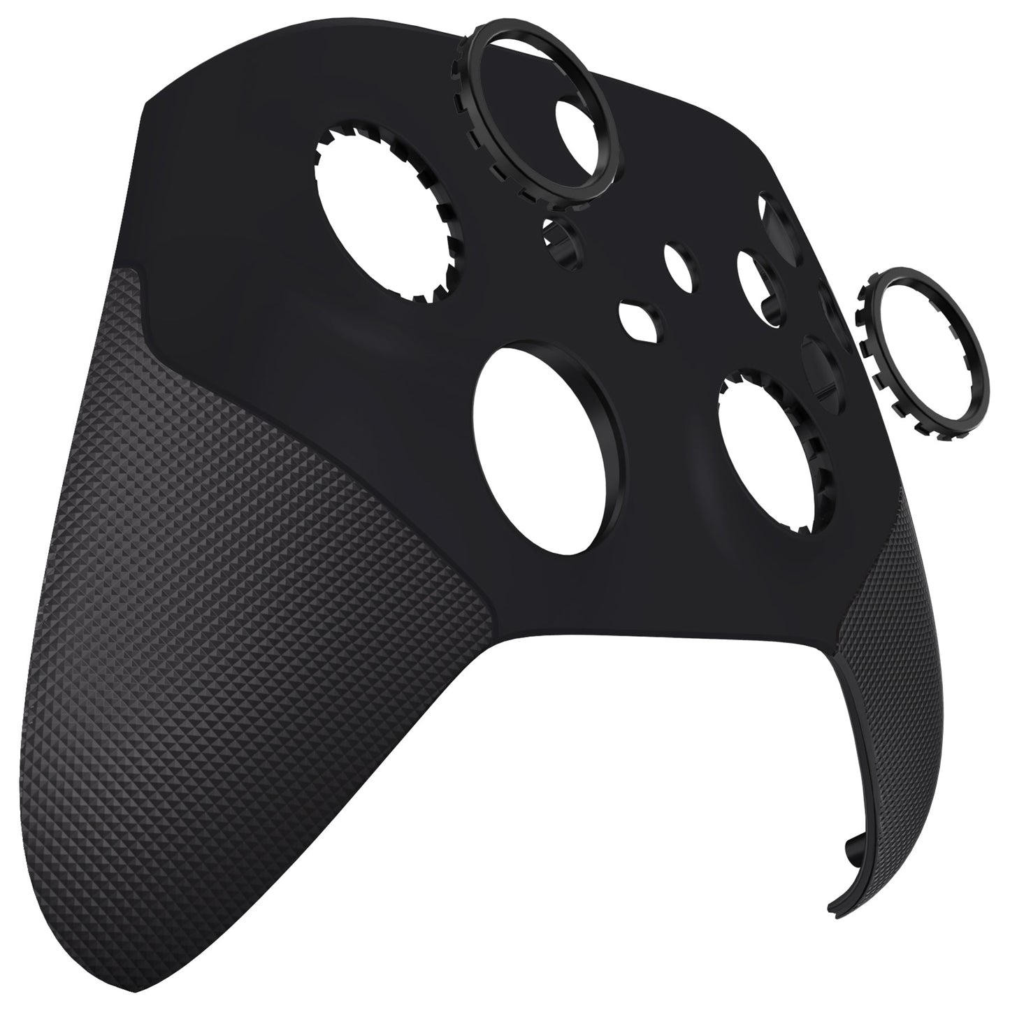 eXtremeRate Retail Black ASR Version Performance Rubberized Grip Front Housing Shell with Accent Rings for Xbox Series X/S Controller - FX3C3001
